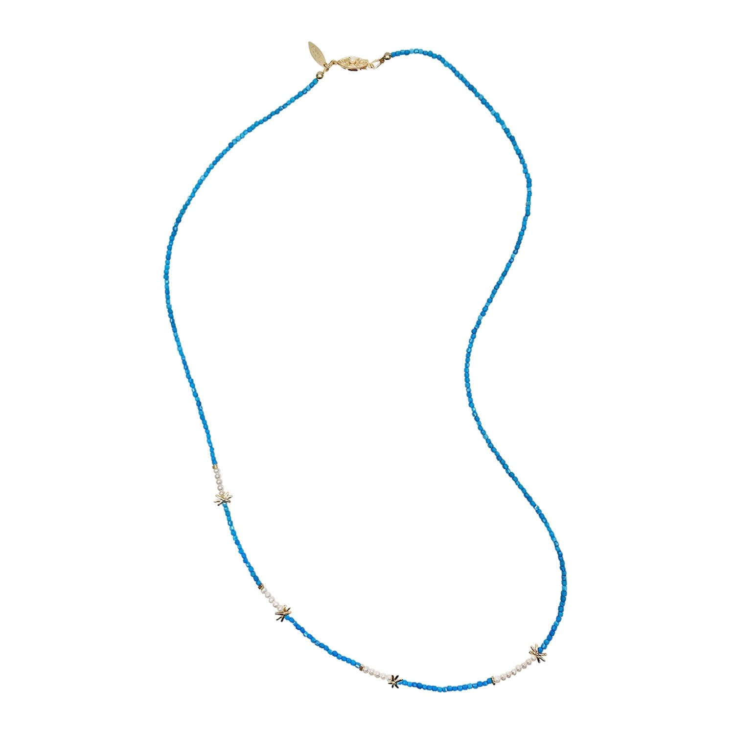Natural Blue Turquoise Minimalist Long Necklace