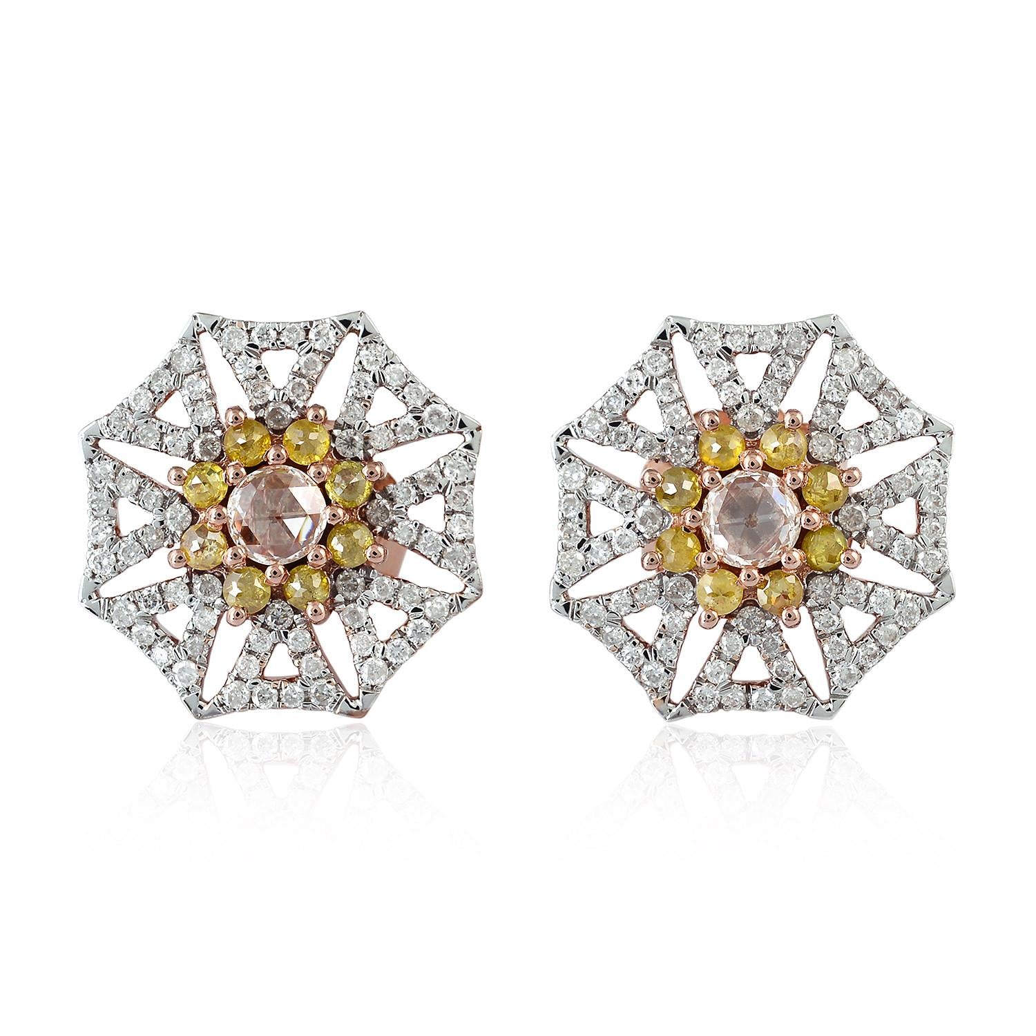 Natural Colored Diamond Stud Earrings In Rose Gold – Designer Fine Jewelry