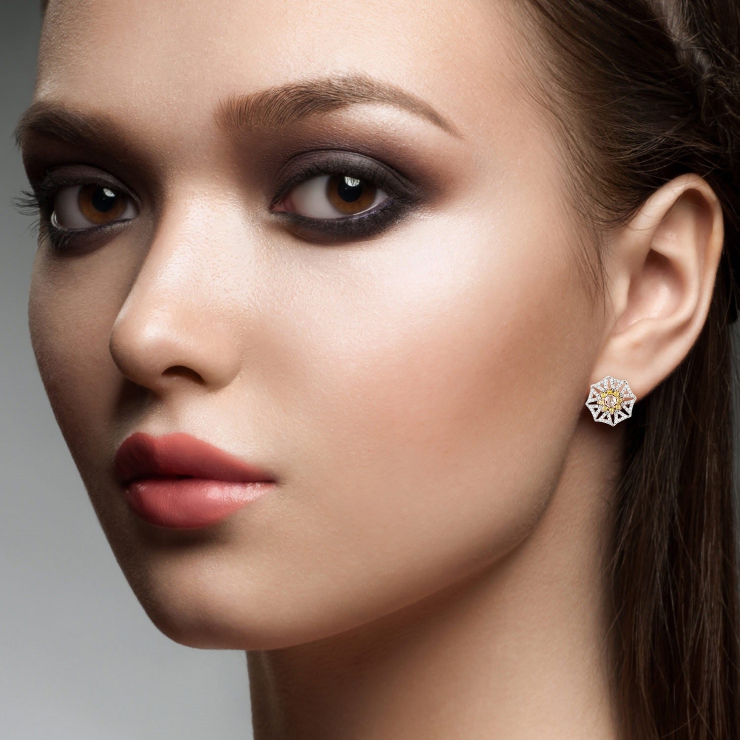 Natural Colored Diamond Stud Earrings In Rose Gold – Designer Fine Jewelry