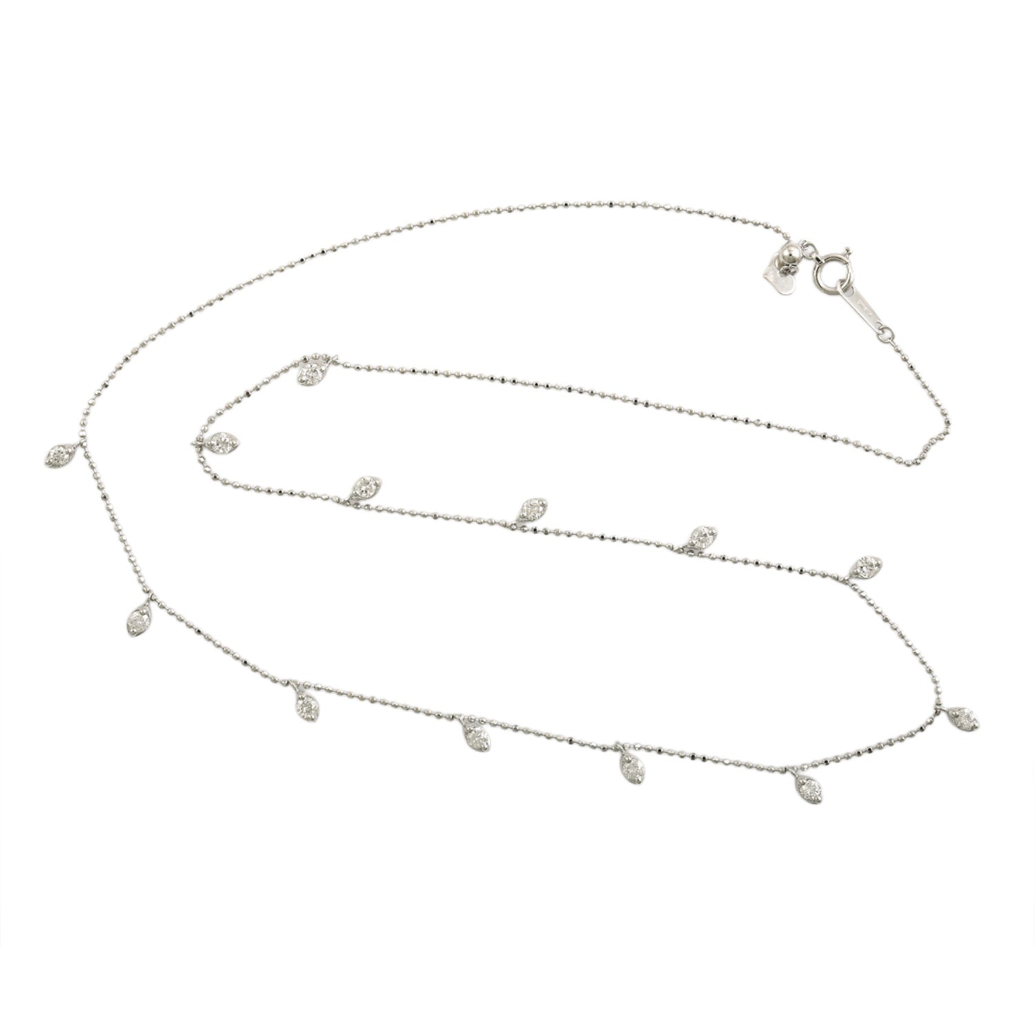Dainty Diamond Station Chain Necklace – 18K White Gold