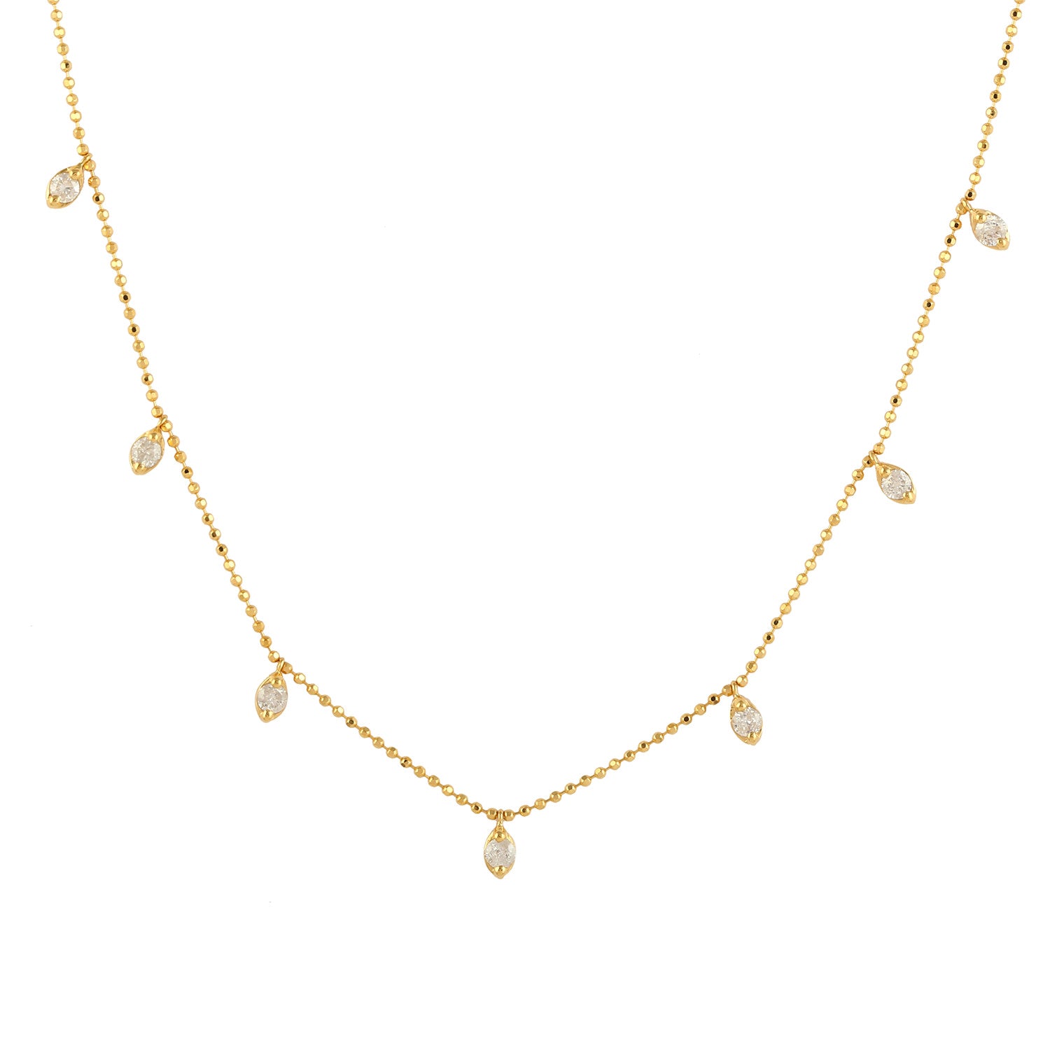 Marquise Diamond Station Necklace In 18K Yellow Gold