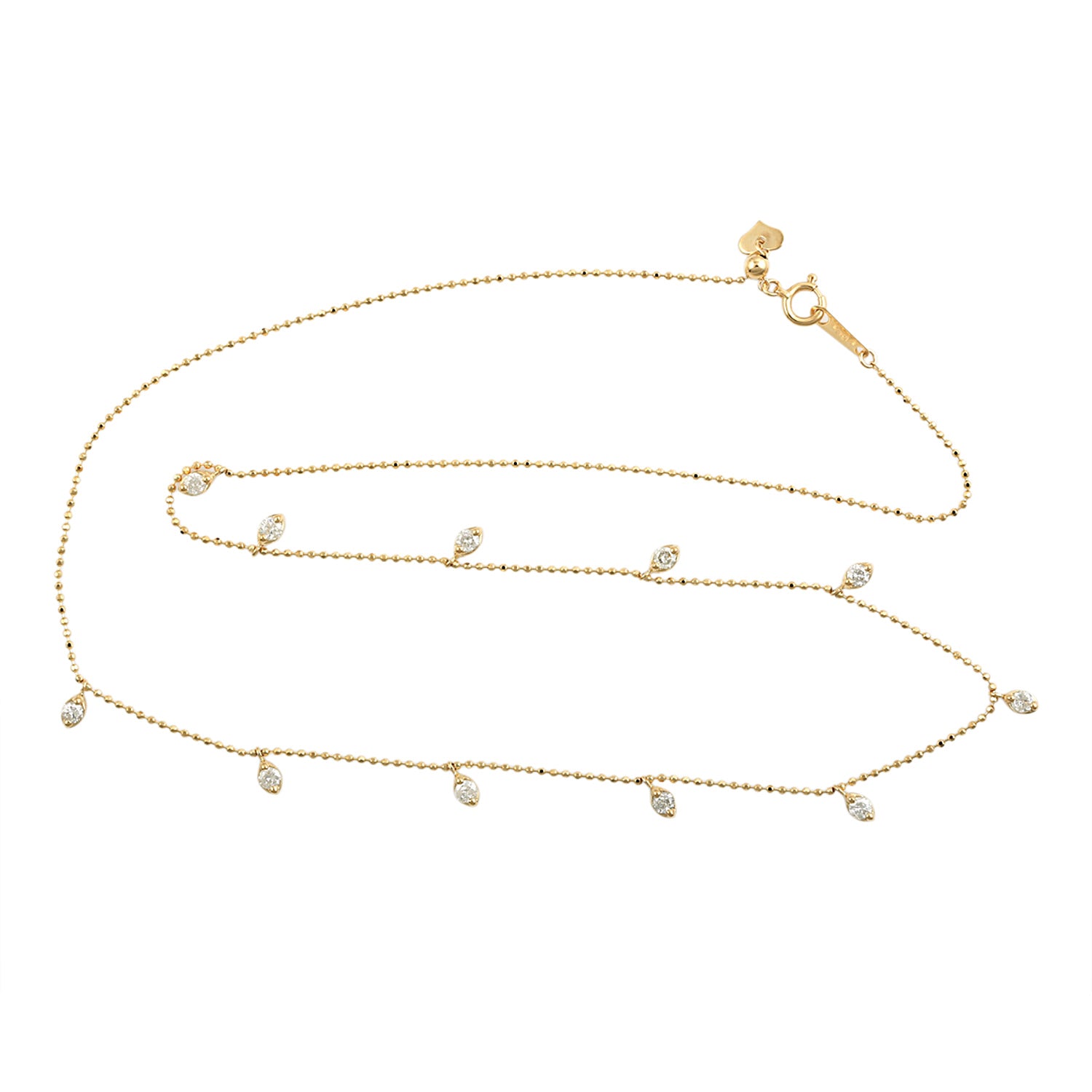 Marquise Diamond Station Necklace In 18K Yellow Gold