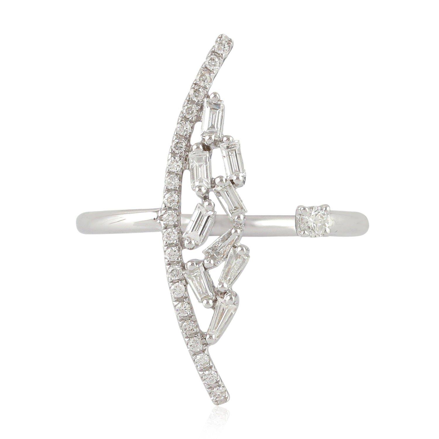 Natural Diamond Between The Finger Ring 18k White Gold