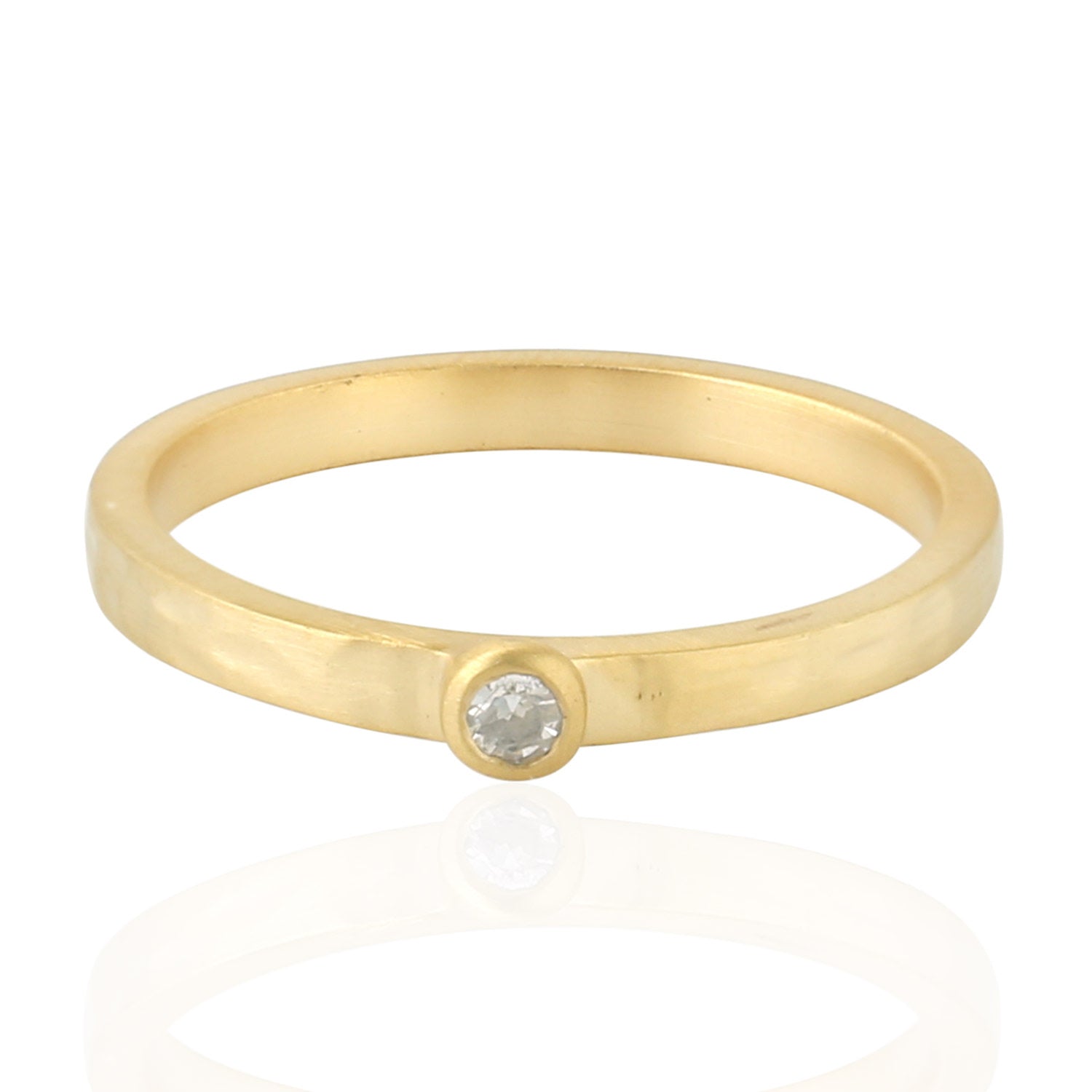 Natural Diamond Single Stone Band Ring In Yellow Gold
