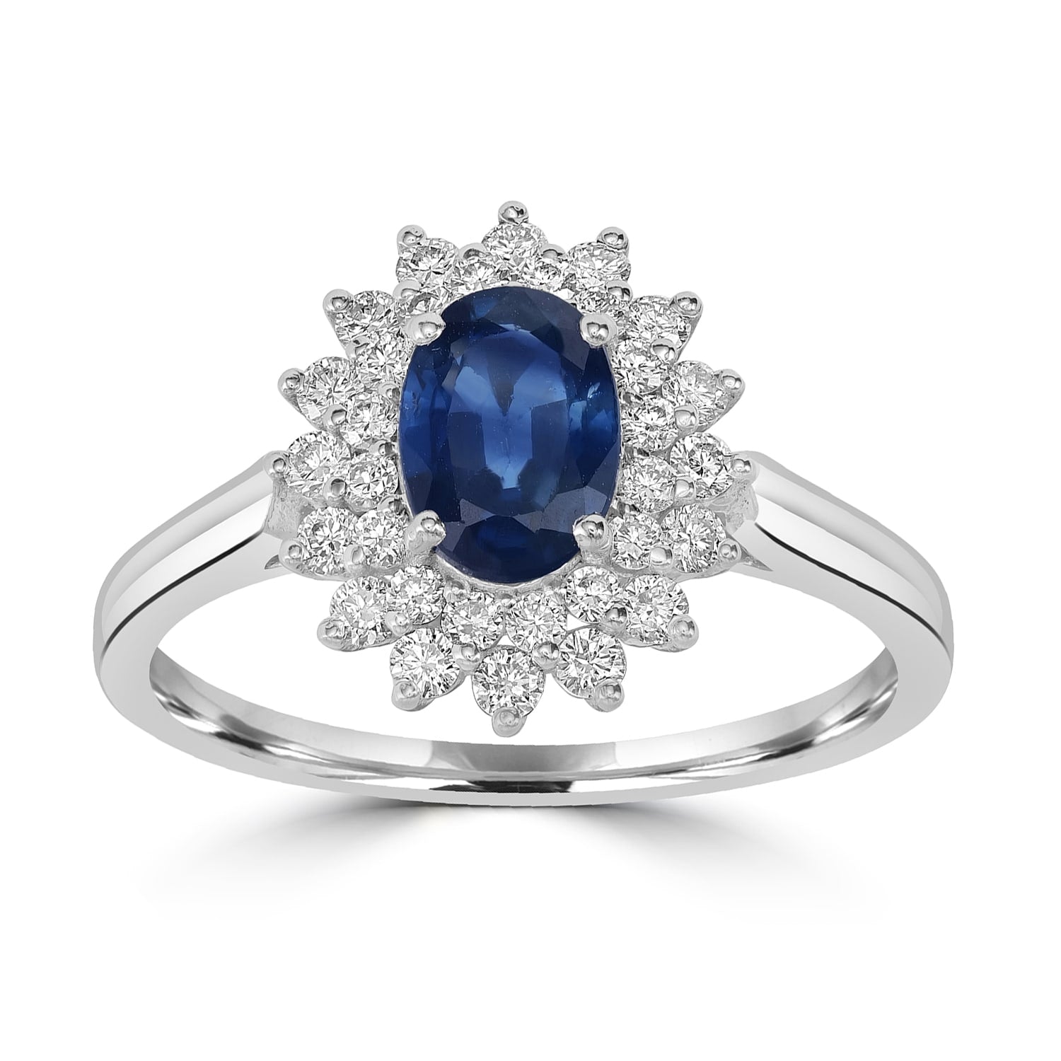Natural Diamond & Blue Sapphire Gemstone Designer Ring In White Gold