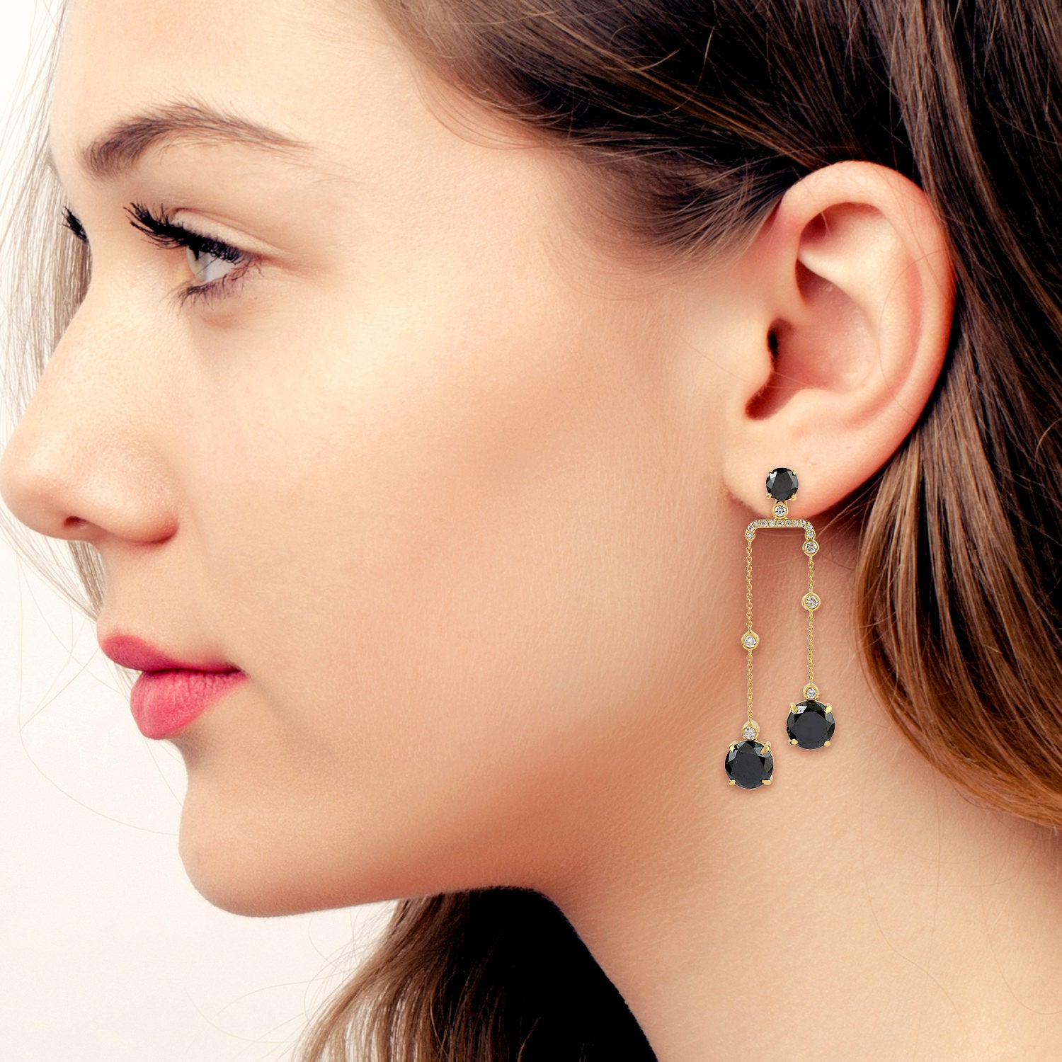 Natural Diamond Chandelier Earrings In Yellow Gold