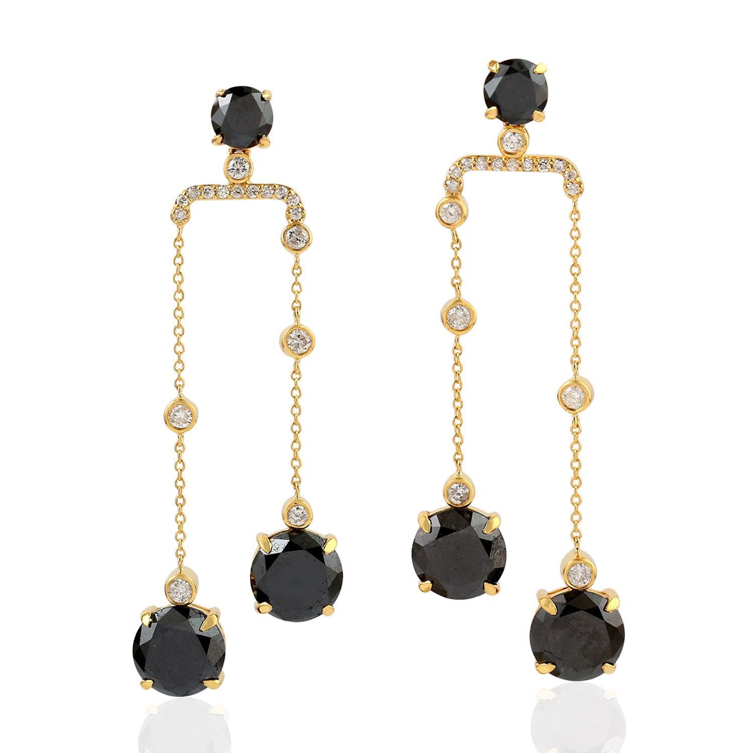 Natural Diamond Chandelier Earrings In Yellow Gold