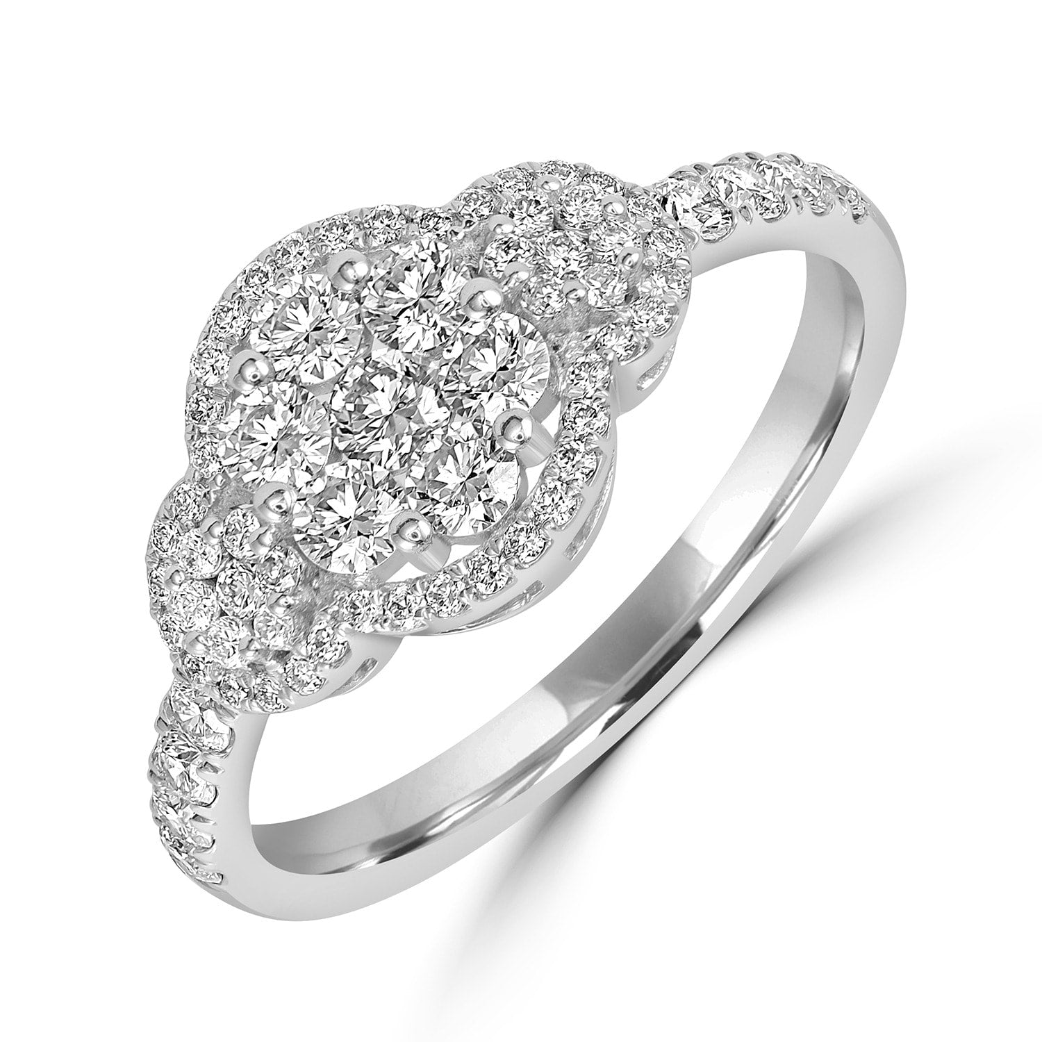 Three Cluster Diamond Statement Ring In White Gold