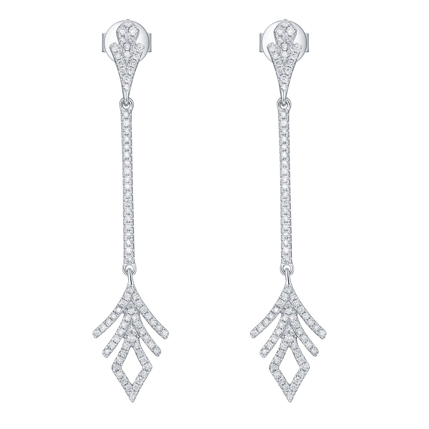 Natural Diamond Designer Dangle Earrings In White Gold