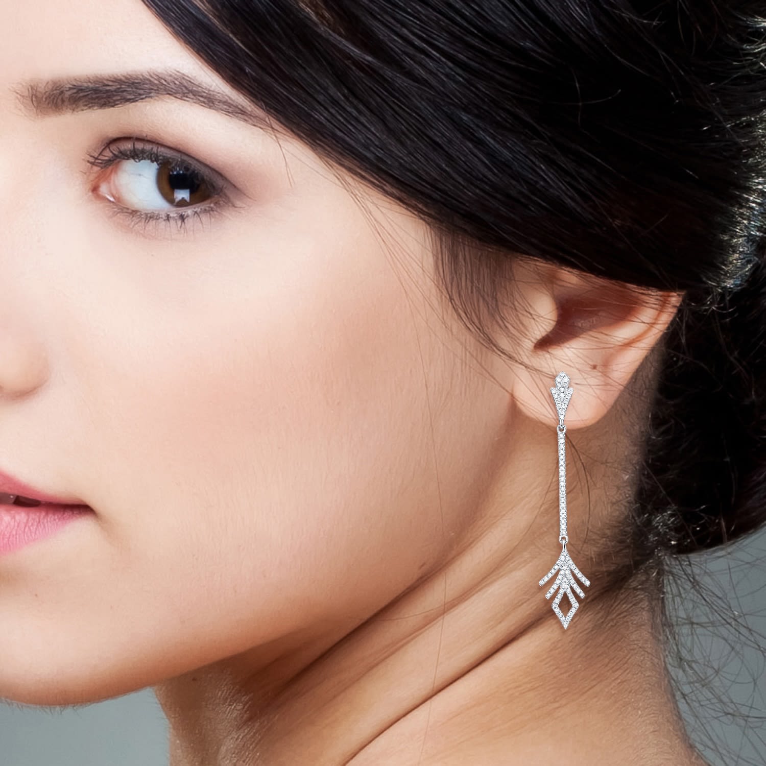 Natural Diamond Designer Dangle Earrings In White Gold