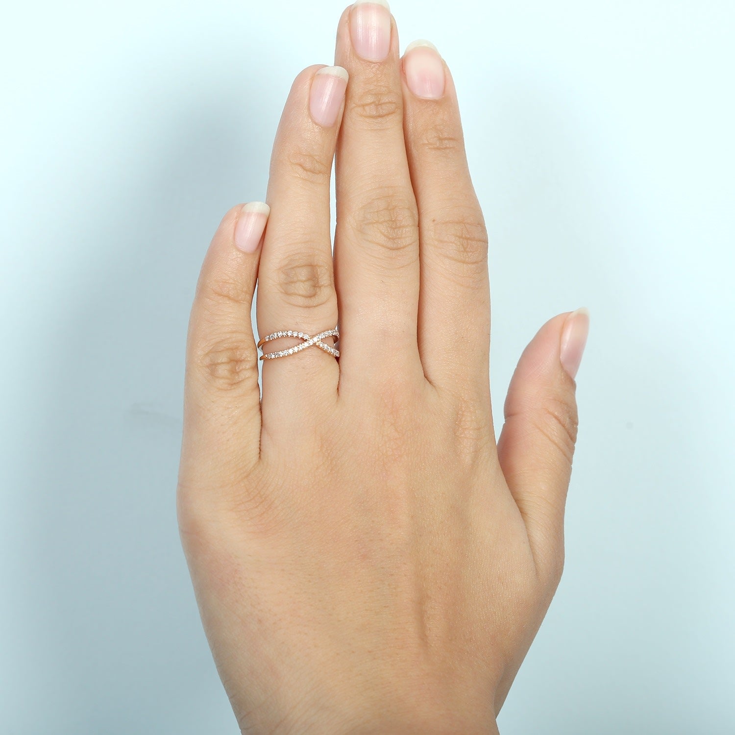 Natural Diamond Designer Band Ring In Rose Gold