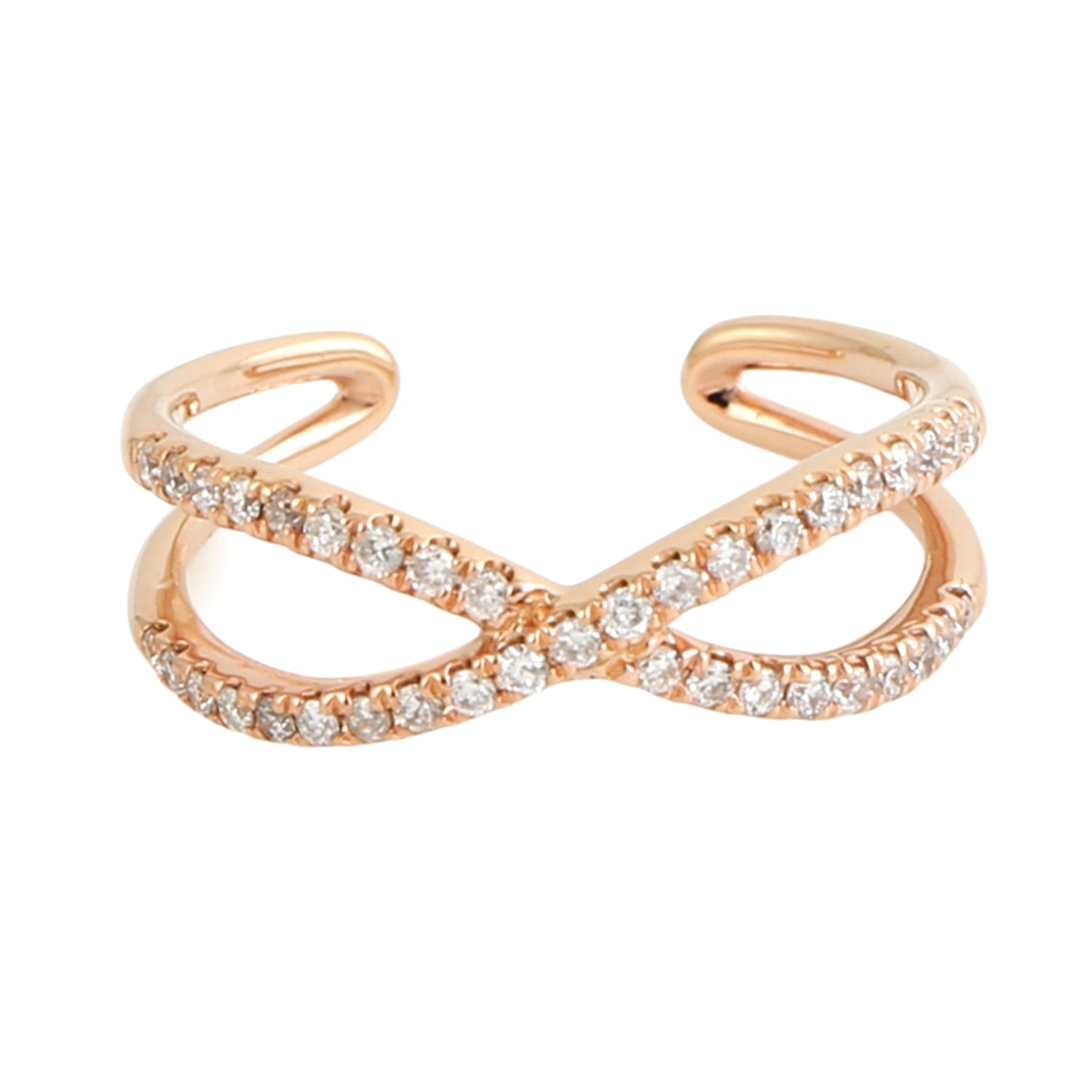Natural Diamond Designer Band Ring In Rose Gold