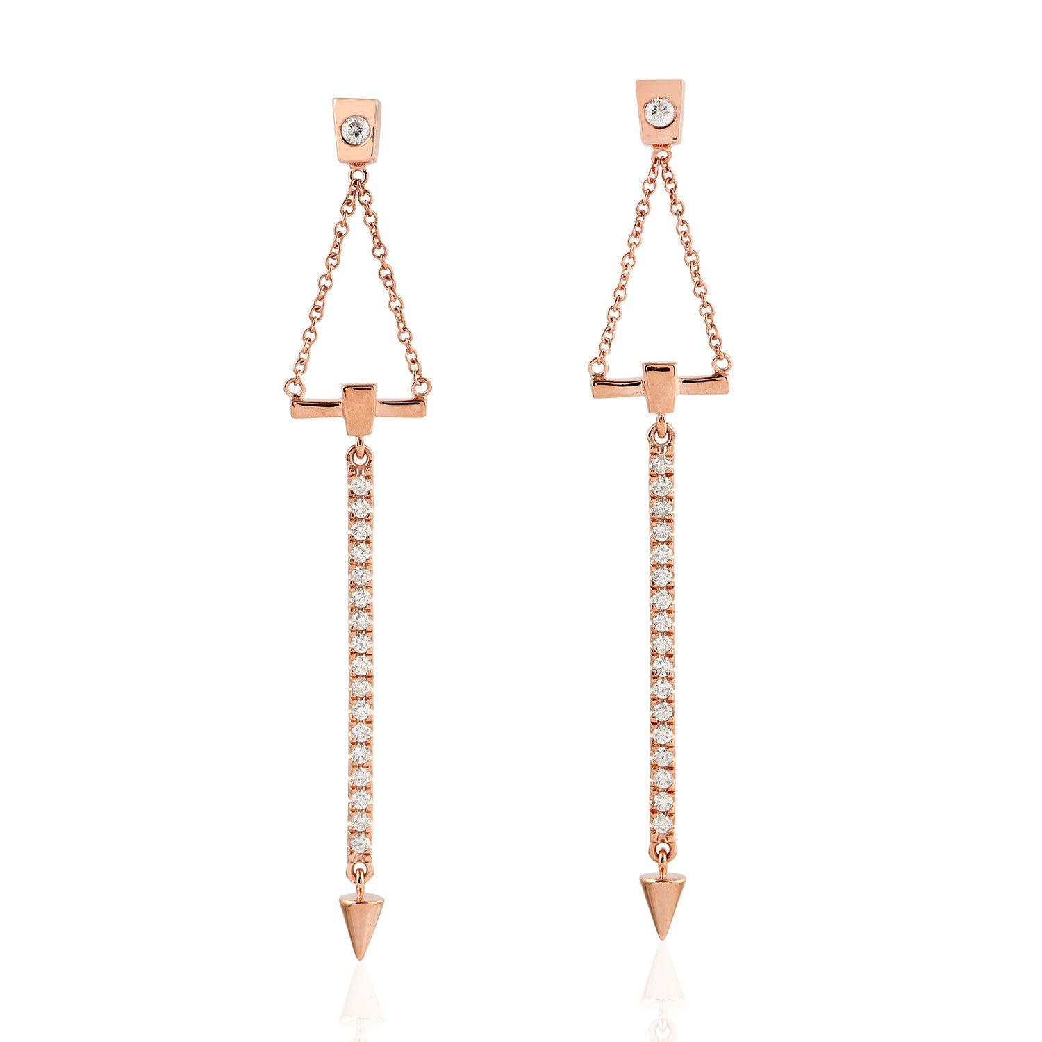 18K Rose Gold Diamond Dangle Earrings – Fine Jewelry