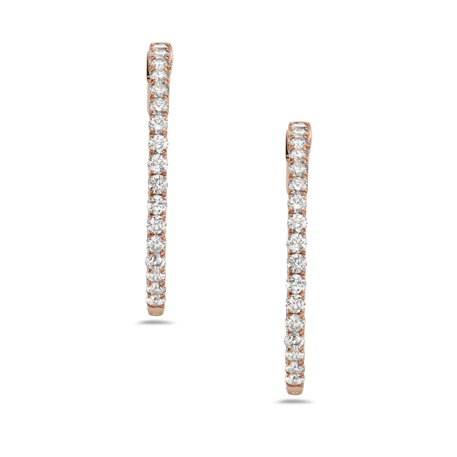 Natural Diamond Full Eternity Hoop Earrings In 14K Rose Gold