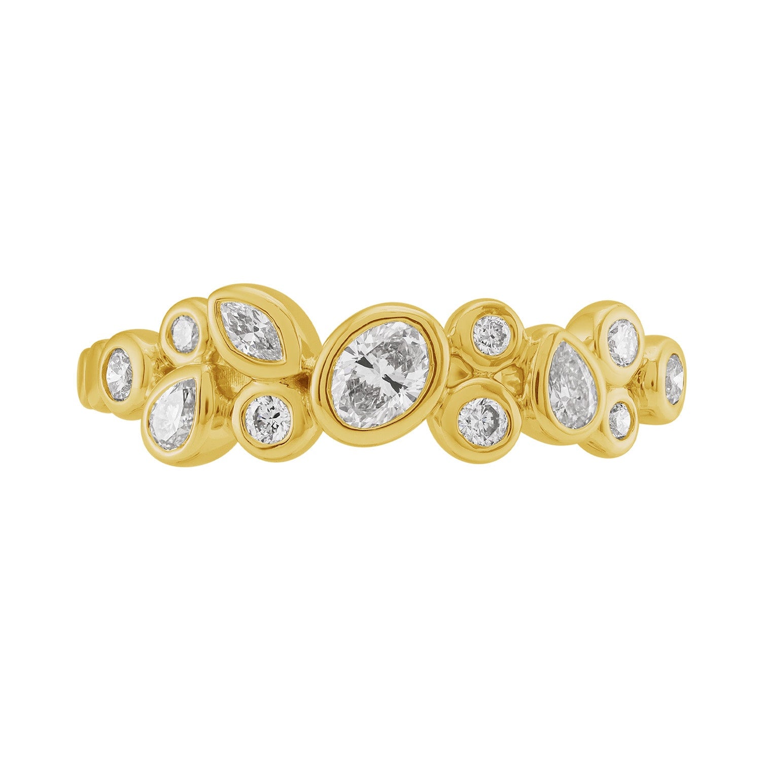 Natural Diamond Designer Band Ring In Yellow Gold – Handmade Fine Jewelry