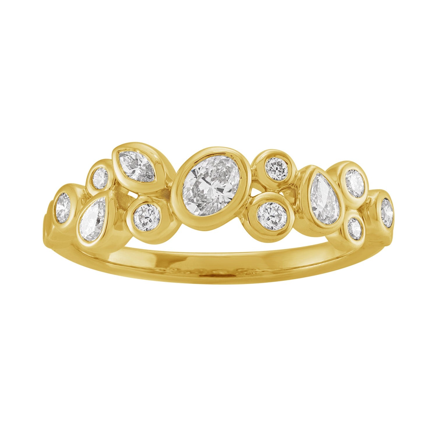 Natural Diamond Designer Band Ring In Yellow Gold – Handmade Fine Jewelry