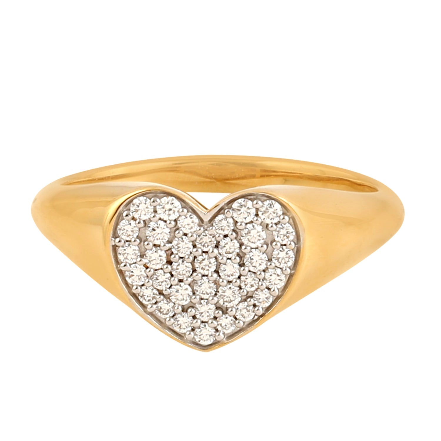 18K Yellow Gold Heart Shape Diamond Ring