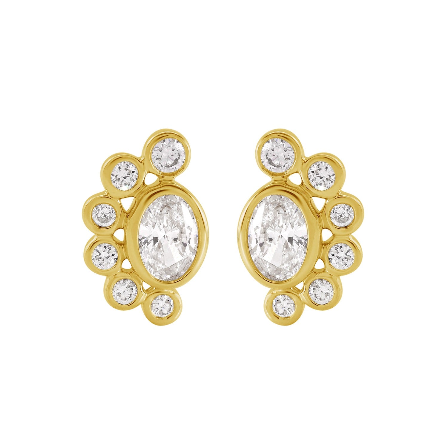 Natural Diamond Luxury Stud Earrings In 14Kt Solid Gold