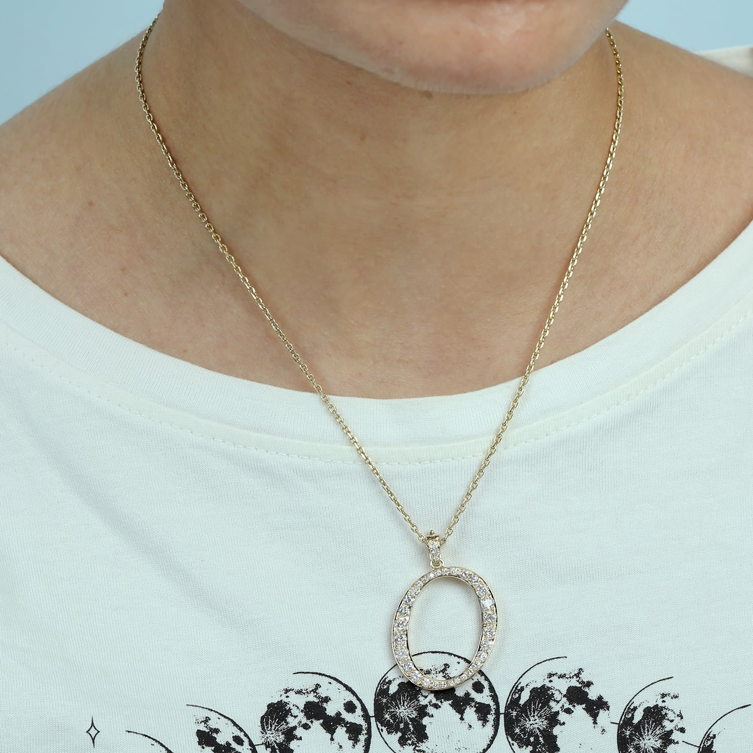 Natural Diamond "O" Initial Alphabet Pendant In Yellow Gold