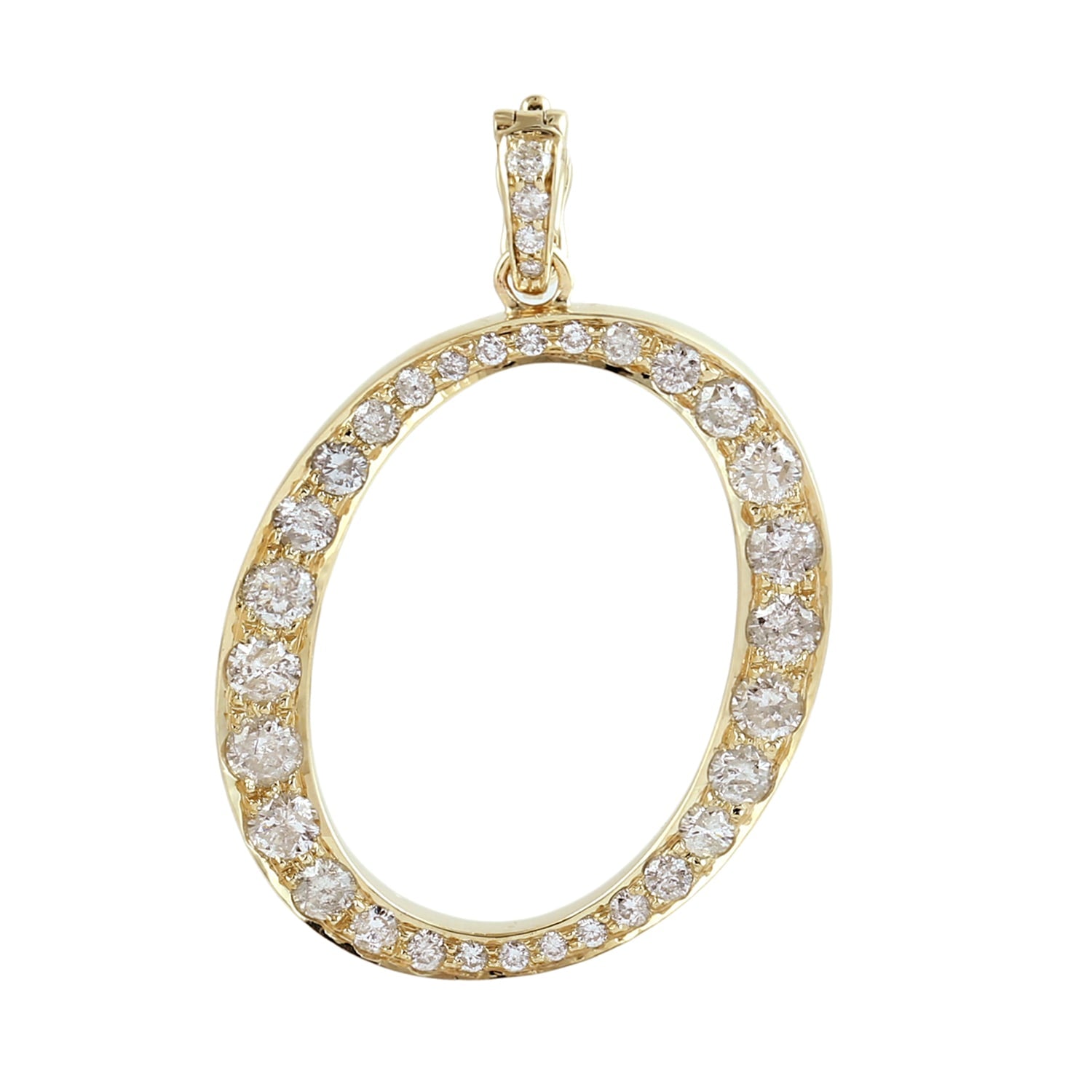 Natural Diamond "O" Initial Alphabet Pendant In Yellow Gold