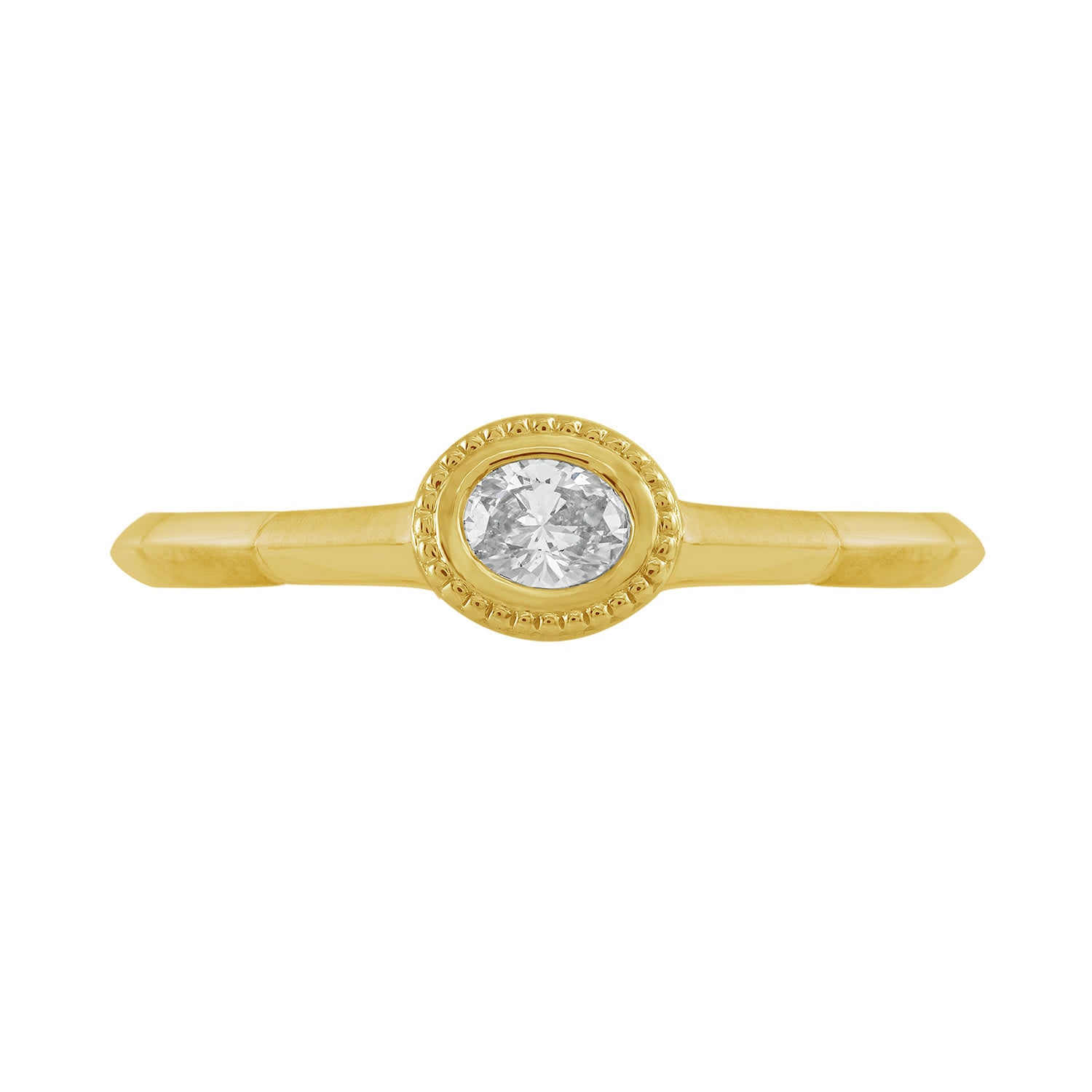 Natural Diamond Oval Band Ring In Yellow Gold – Fine Handmade Jewelry