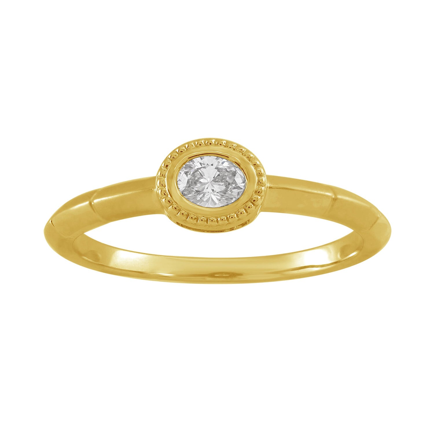 Natural Diamond Oval Band Ring In Yellow Gold – Fine Handmade Jewelry