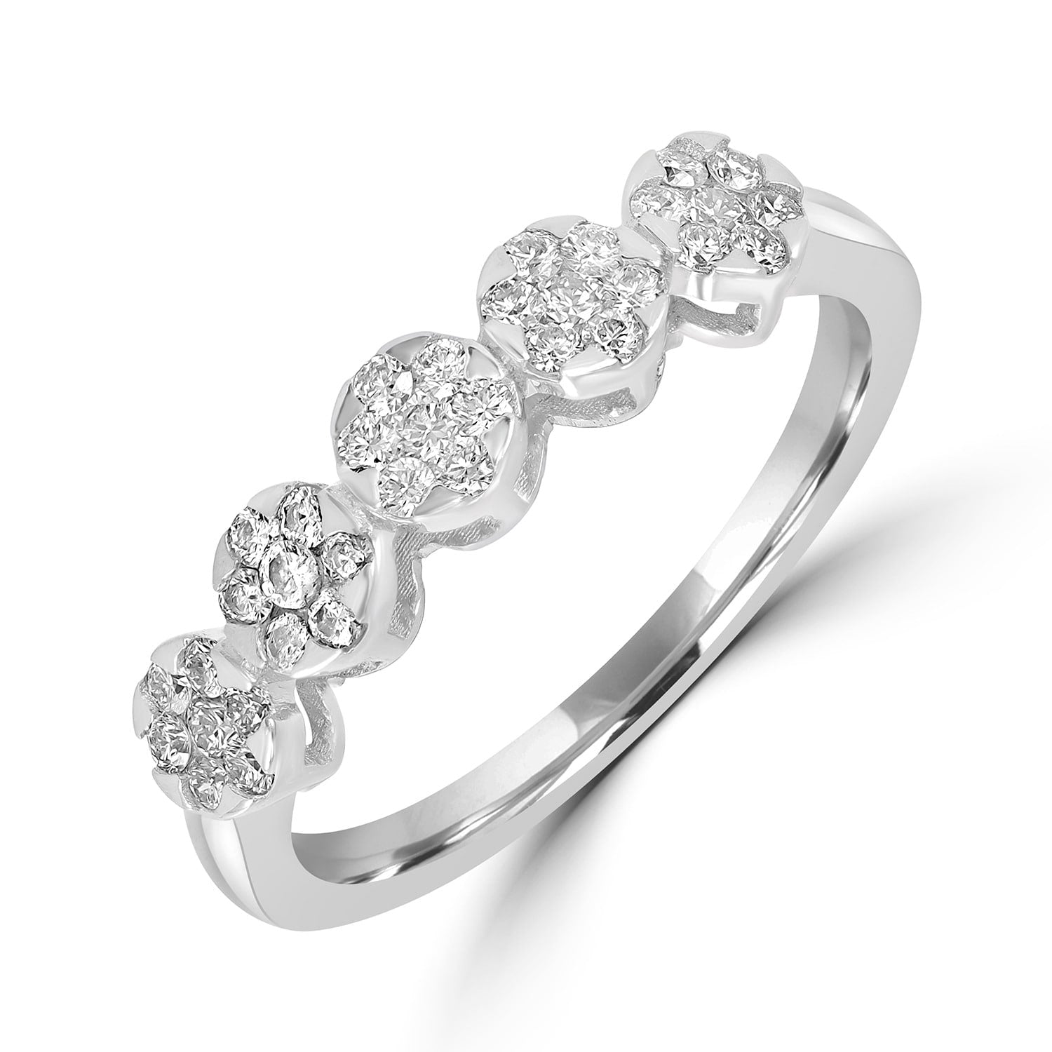 White Gold Diamond Cluster Eternity Band