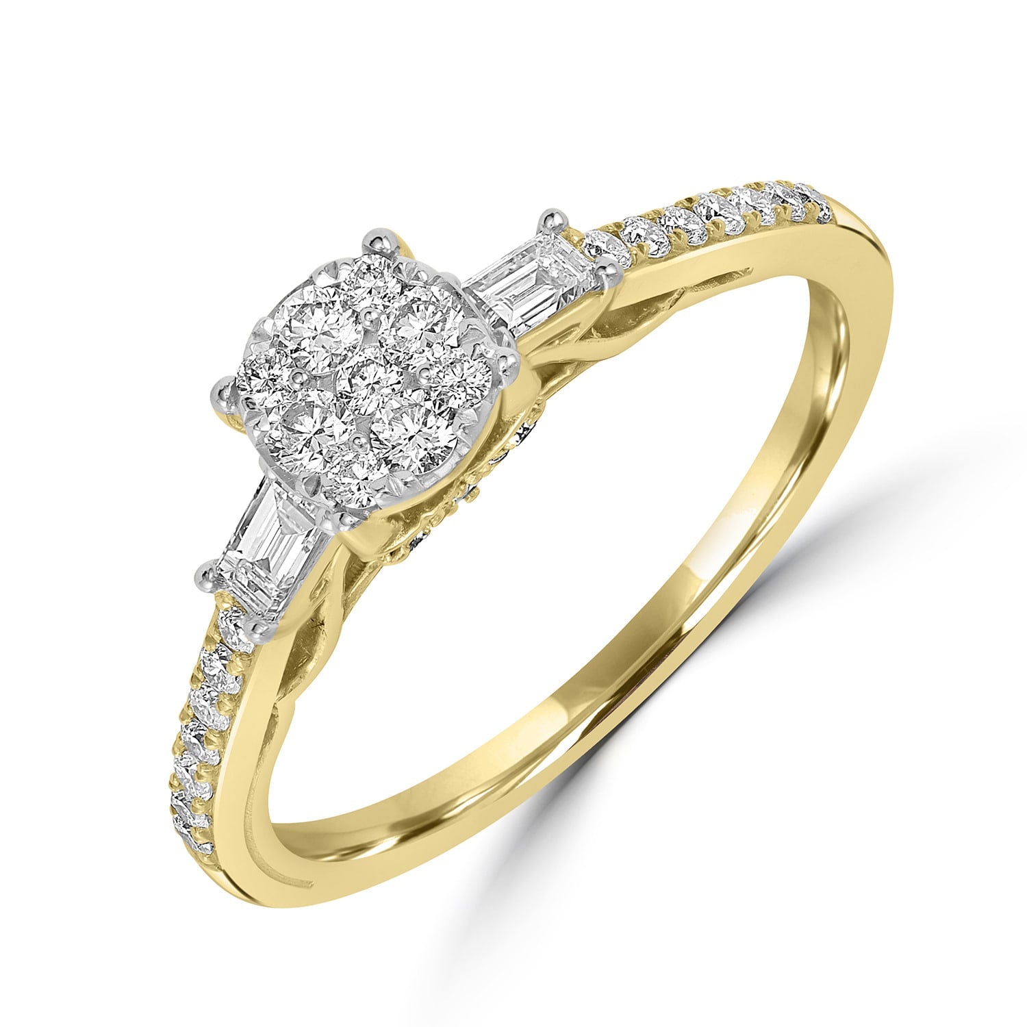 Elegant Cluster Diamond Engagement Band In Gold