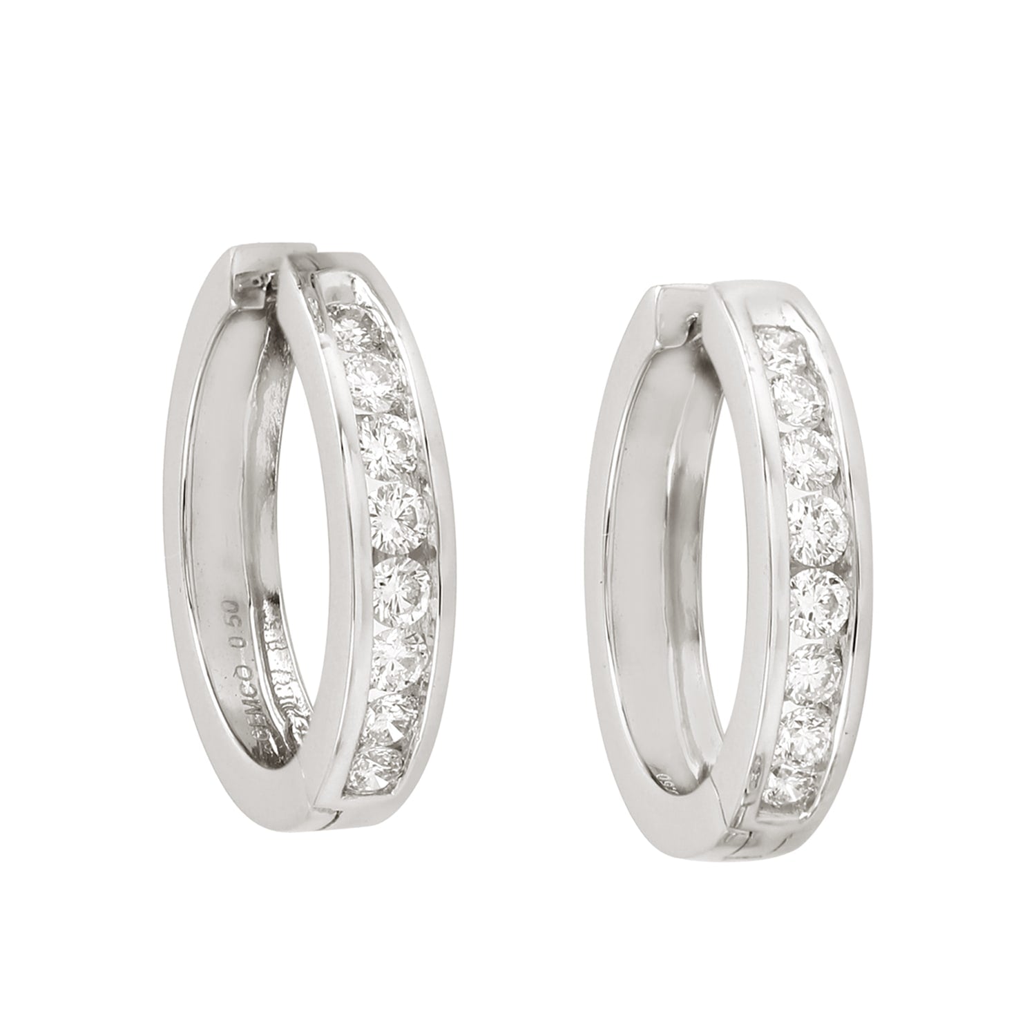 Natural Diamond Pave Hoop Earrings In White Gold – Elegant Everyday Luxury