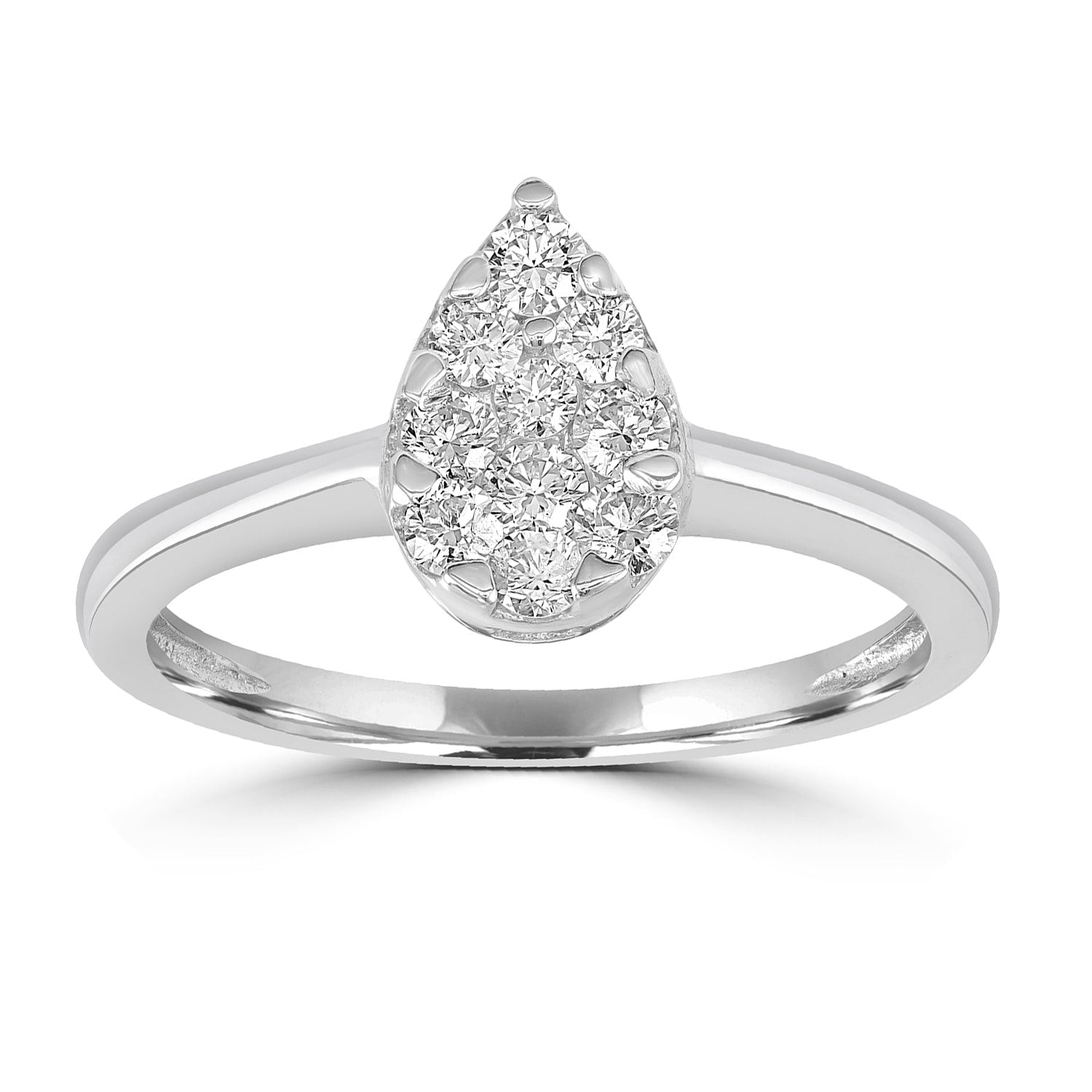 Pear Cluster Diamond Ring In 18K White Gold