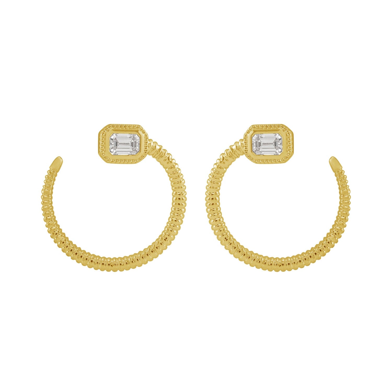 Natural Diamond Round Stud Earrings In 14K Yellow Gold