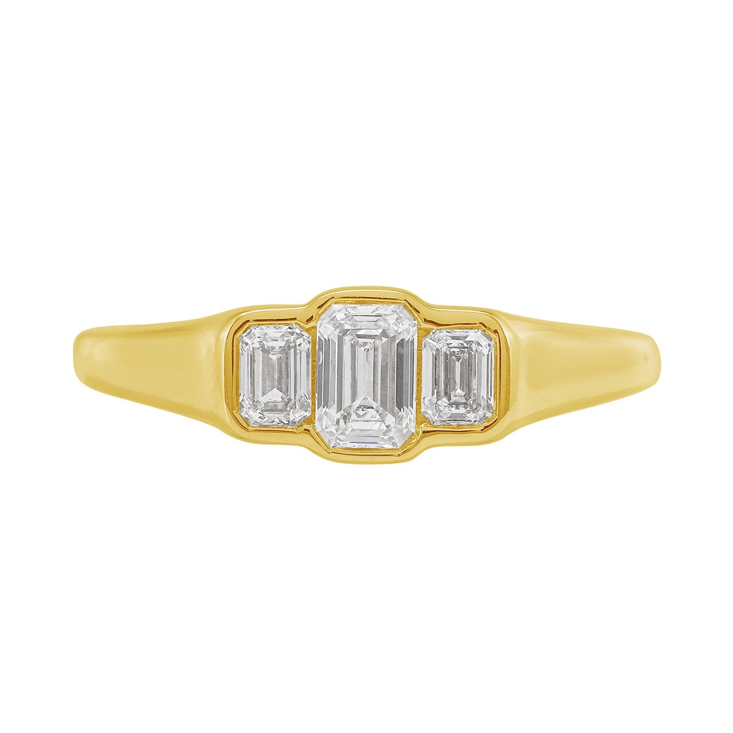 Natural Diamond Three Stone Band Ring In Yellow Gold – Elegant Fine Jewelry