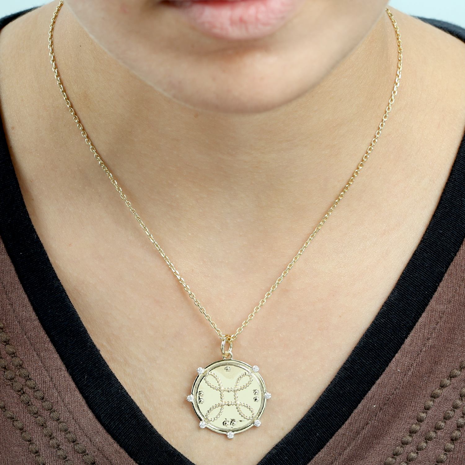 Natural Diamond True Love Sign Pendant In Yellow Gold