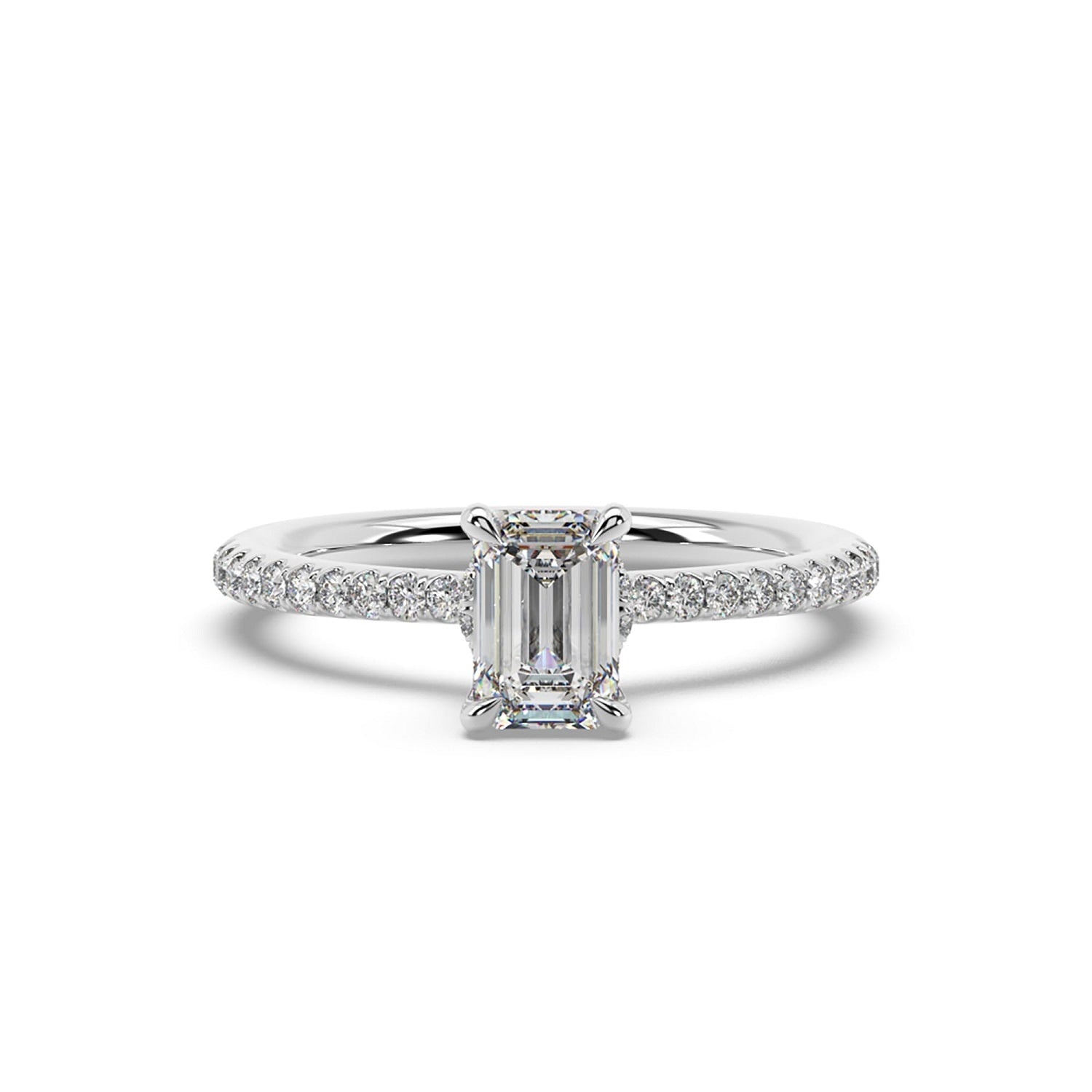 Natural Emerald Cut Lab Grown Diamond Cocktail Ring In White Gold