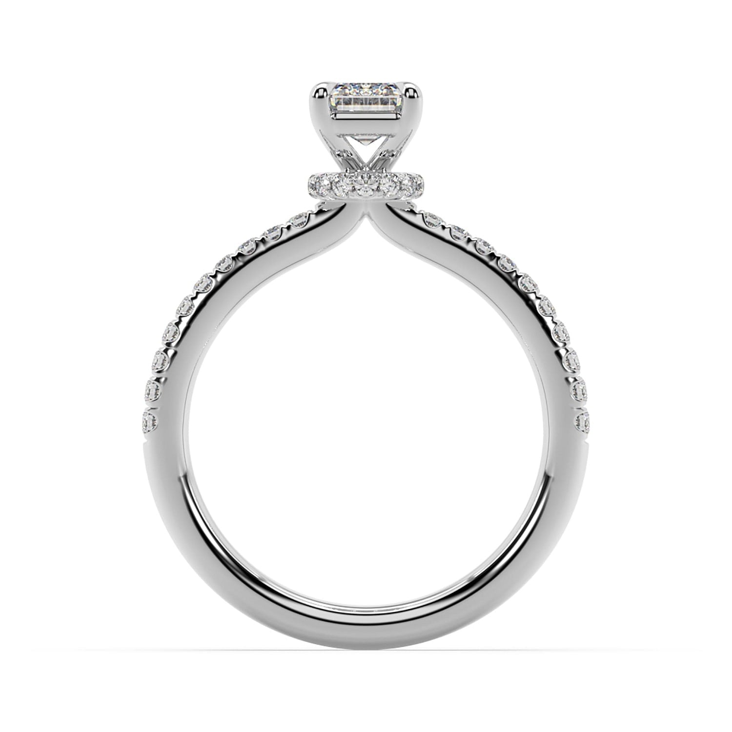 Natural Emerald Cut Lab Grown Diamond Cocktail Ring In White Gold