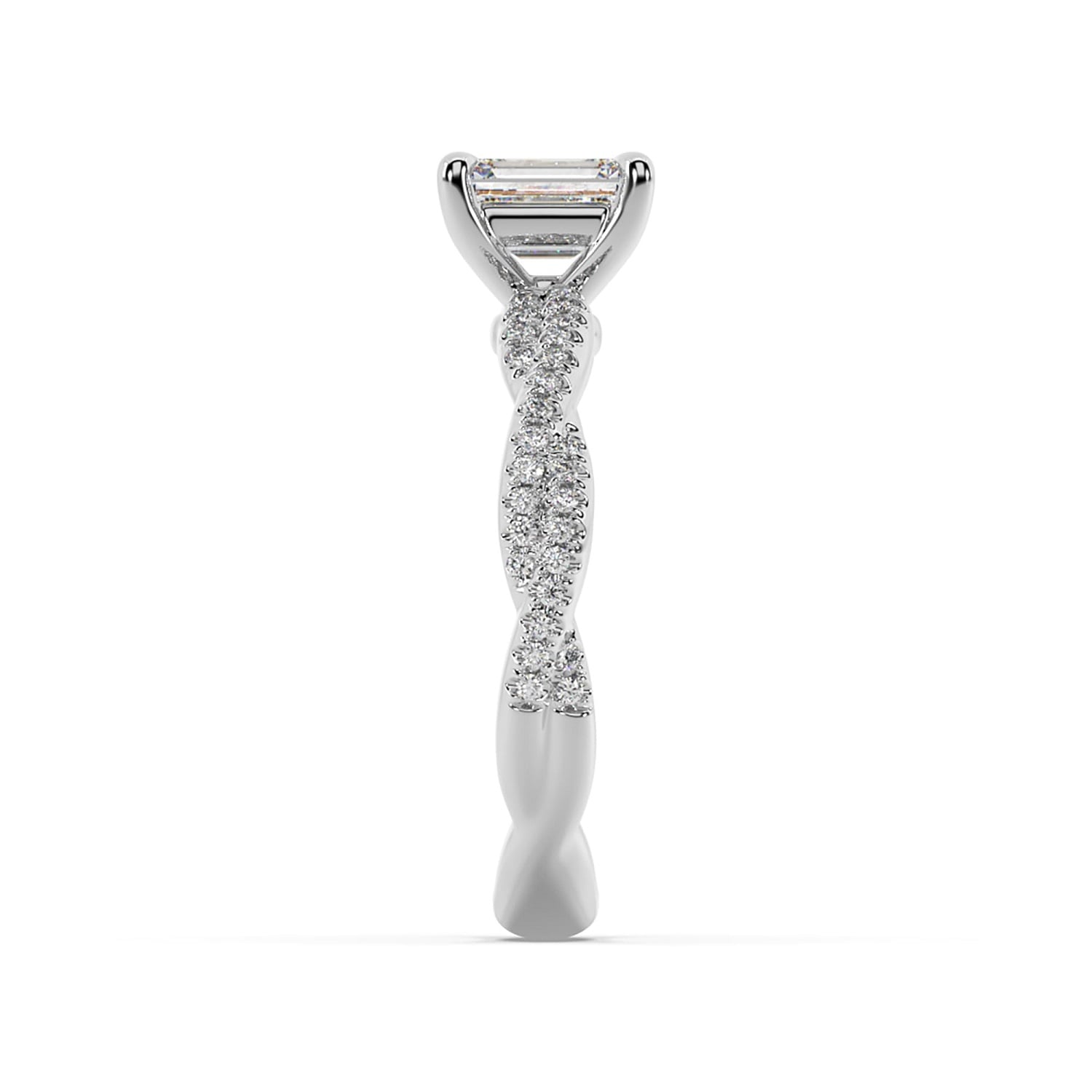 Natural Emerald Cut Lab Grown Diamond Wedding Ring In White Gold