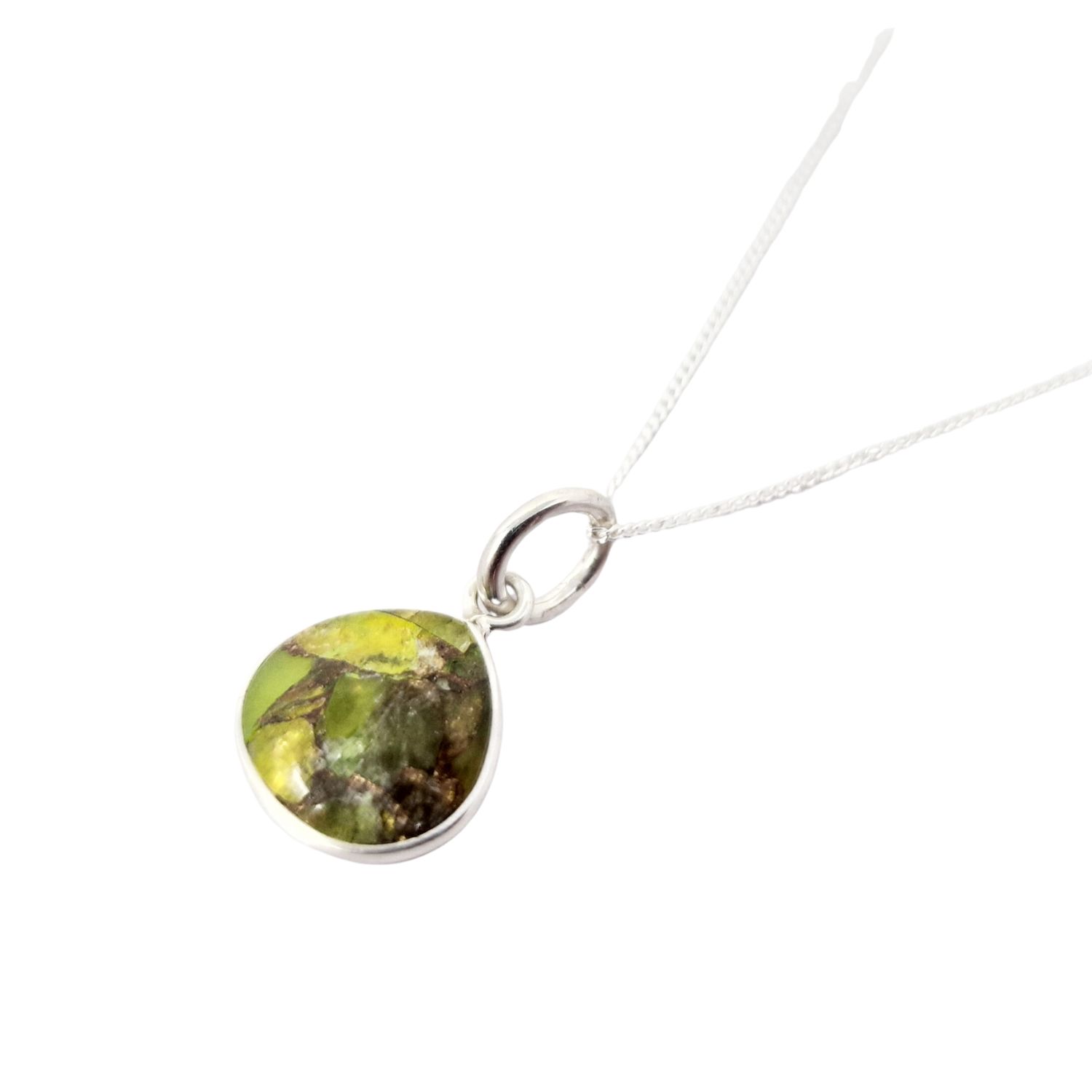 Natural Green Peridot August Birthstone Sterling Silver Necklace
