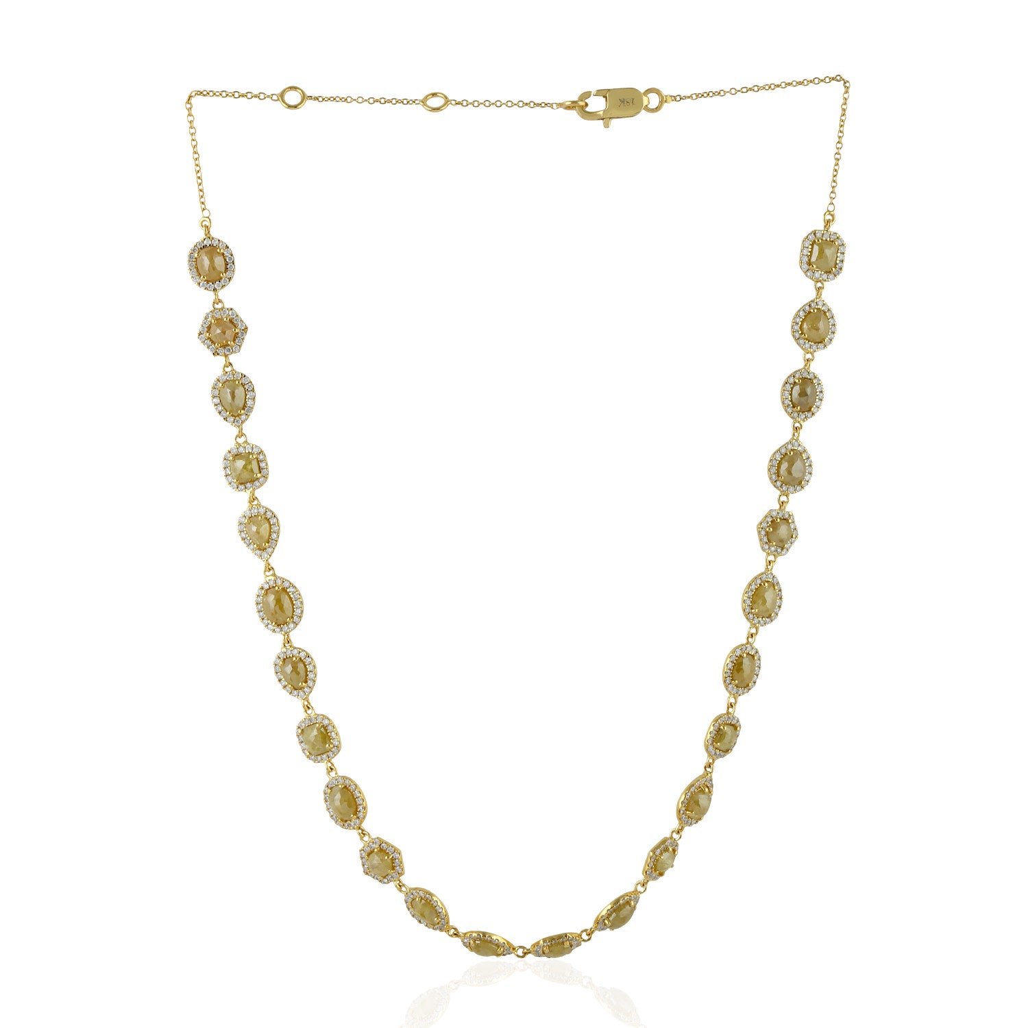 Natural Ice Diamond Choker Necklace In Yellow Gold