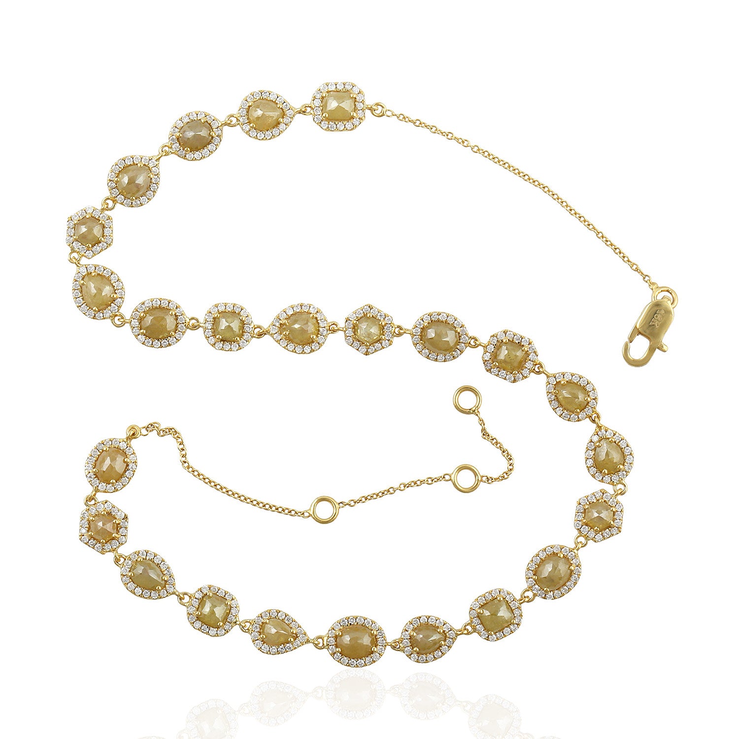 Natural Ice Diamond Choker Necklace In Yellow Gold