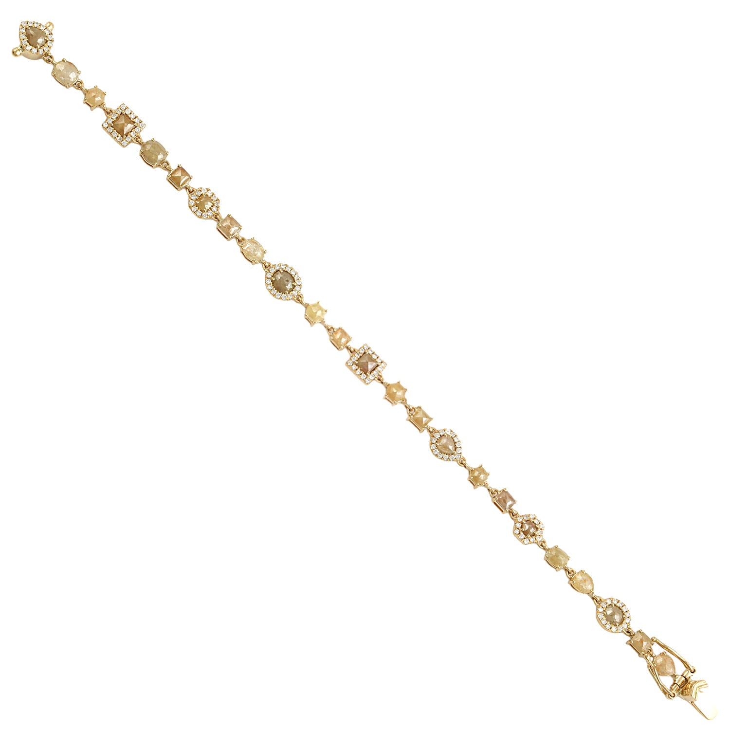 Natural Ice Diamond Fixed And Flexible Bracelet In 18K Yellow Gold