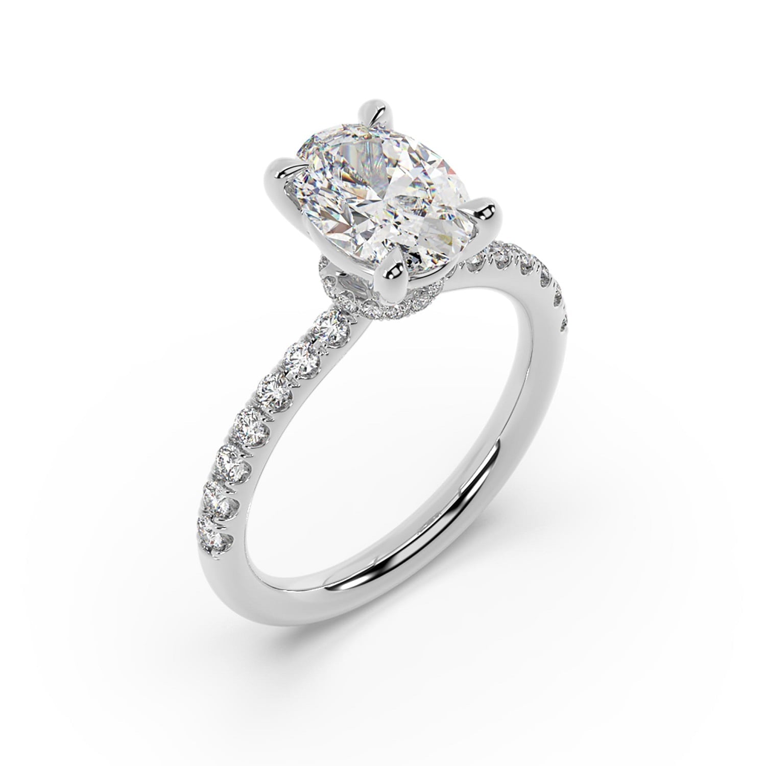 Natural Lab Grown Diamond Solitaire Ring In 14K White Gold
