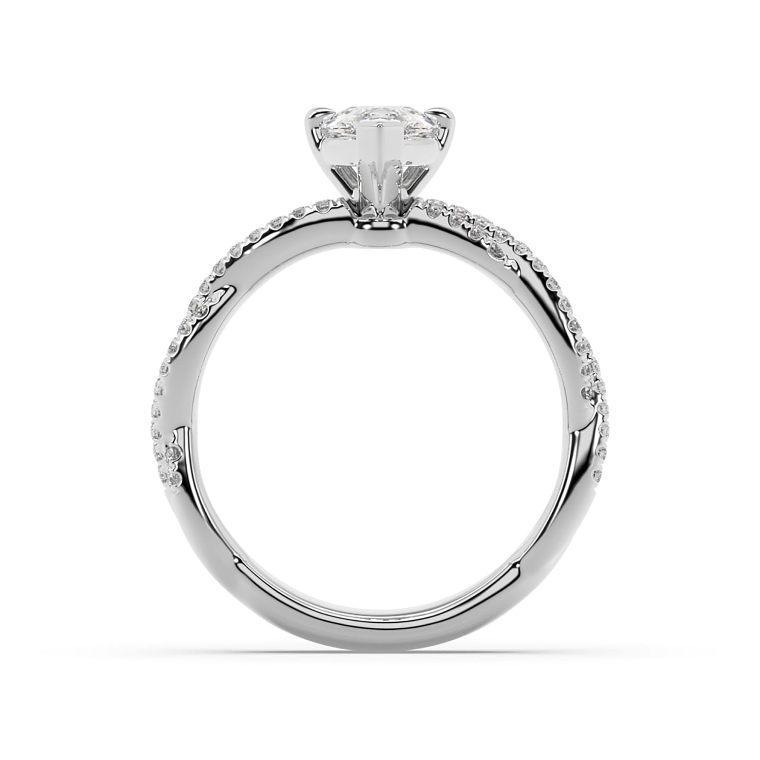 Natural Lab Grown Shank Design Cocktail Ring In White Gold