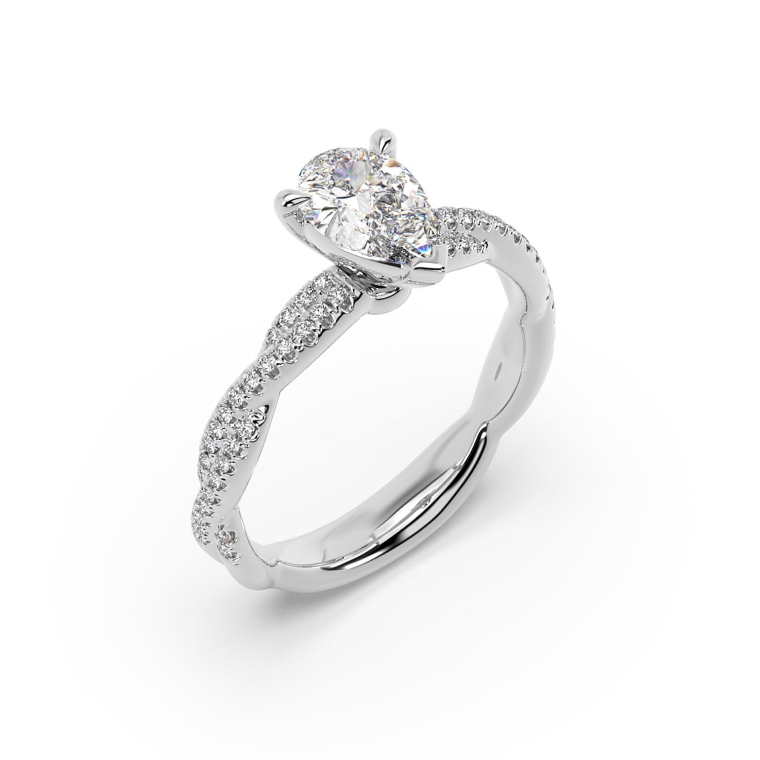 Natural Lab Grown Shank Design Cocktail Ring In White Gold
