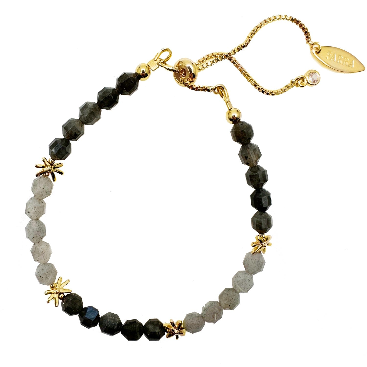 Natural Labradorite Grey Color Blocking Adjustable Bracelet