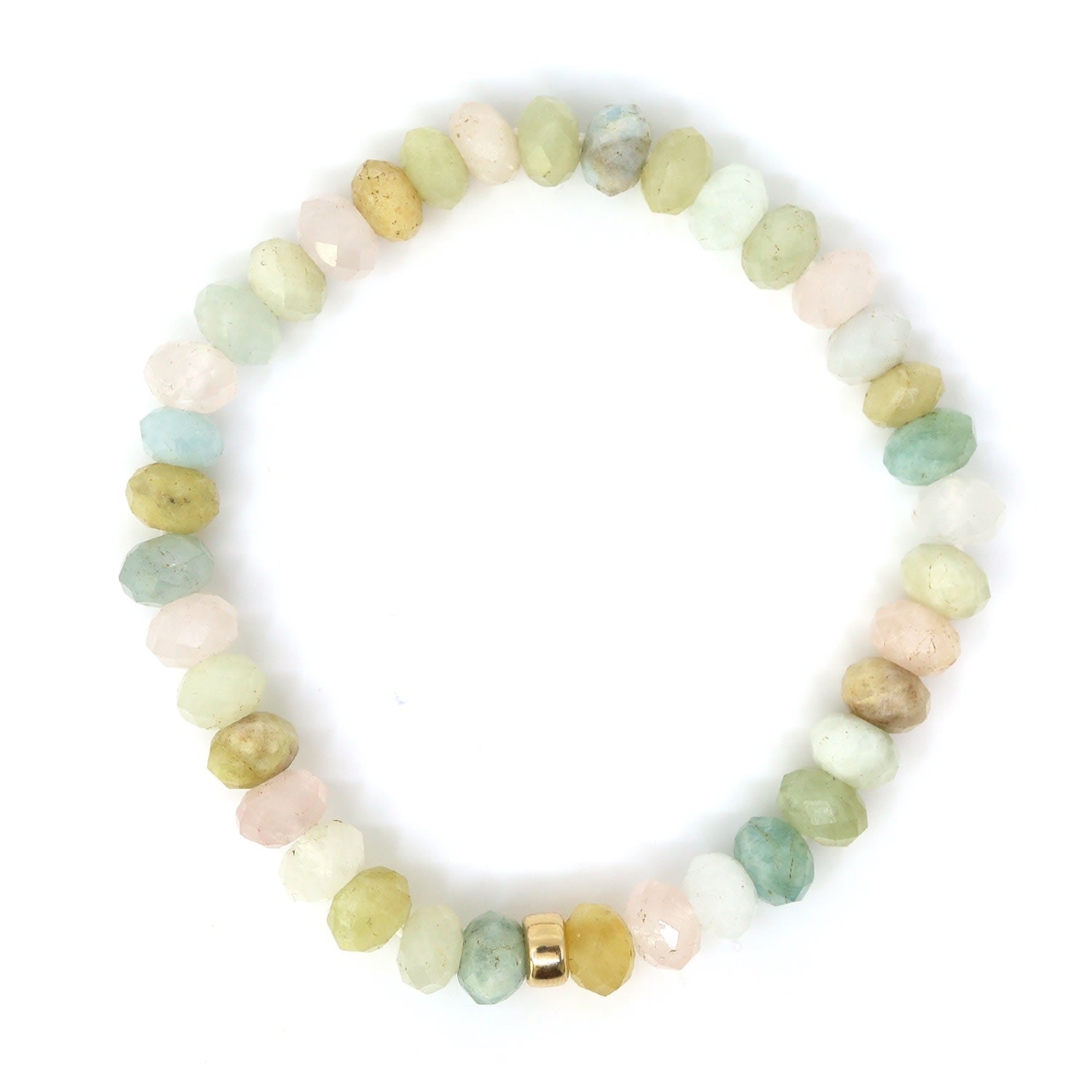 Natural Morganite & Gold Filled Beaded Bracelet