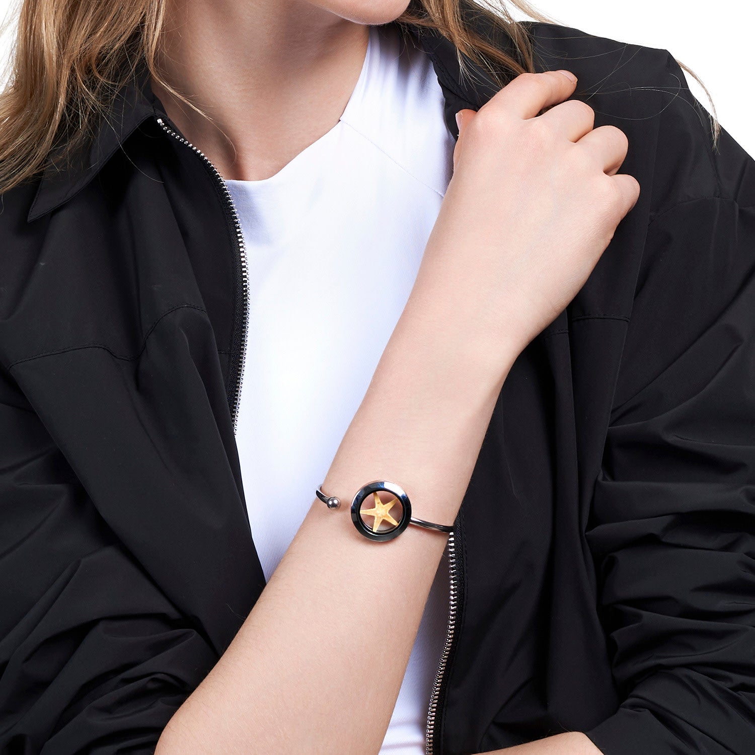 Premium Quality Designer Cuff Bracelet With Natural Starfish – Coastal Jewelry