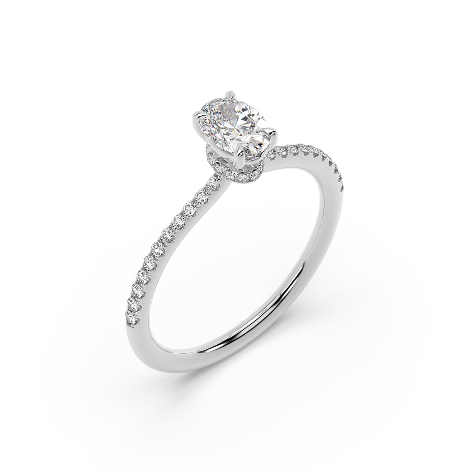 Natural Oval Cut Lab Grown Diamond Cocktail Ring In White Gold