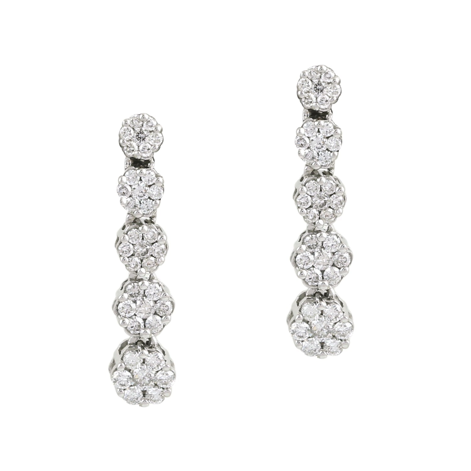 Natural Diamond Handmade Dangle Earrings In White Gold