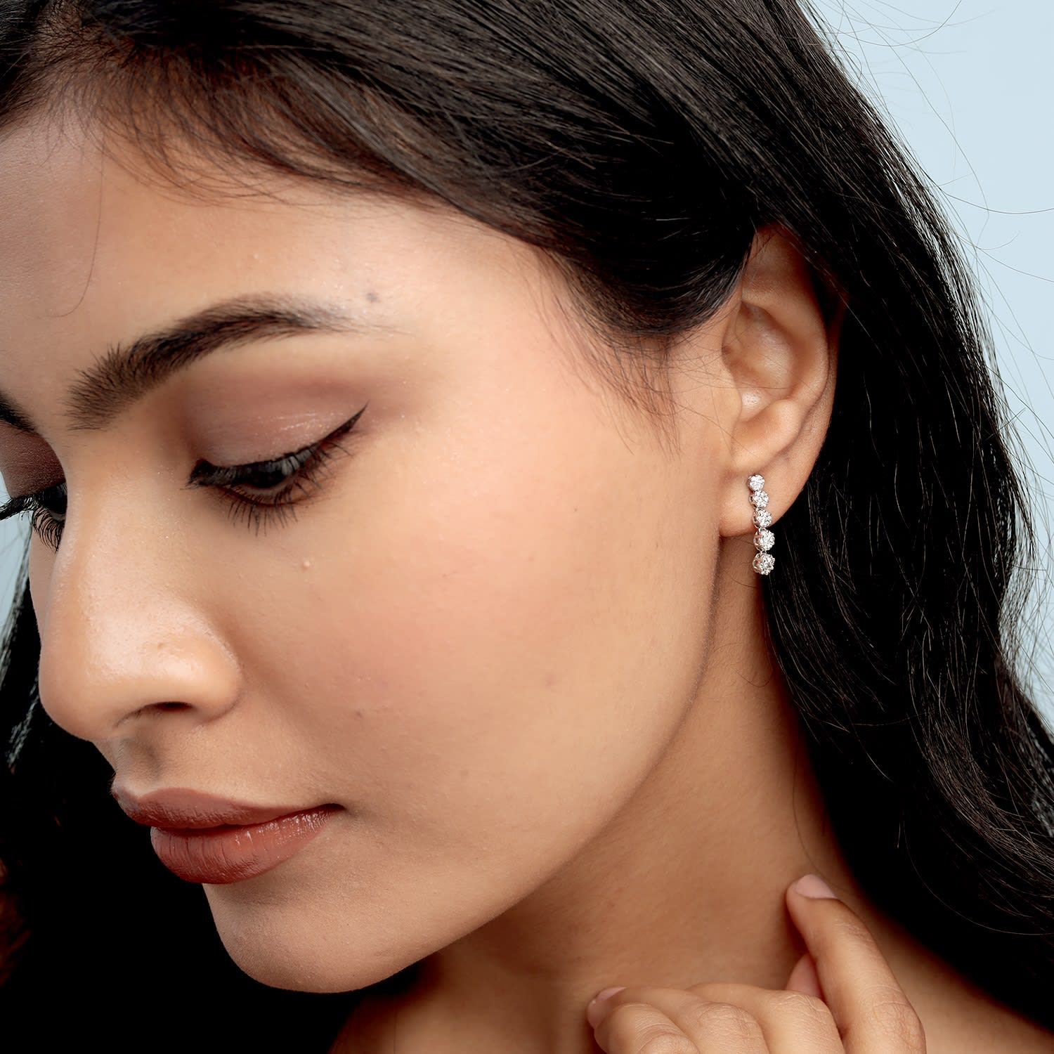 Natural Diamond Handmade Dangle Earrings In White Gold