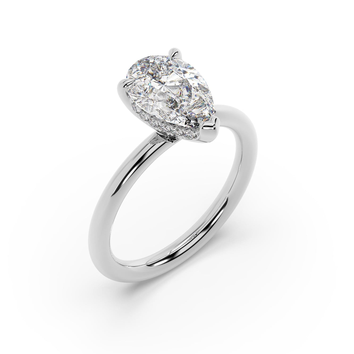 Natural Pear Lab Grown Diamond Cocktail Ring In White Gold